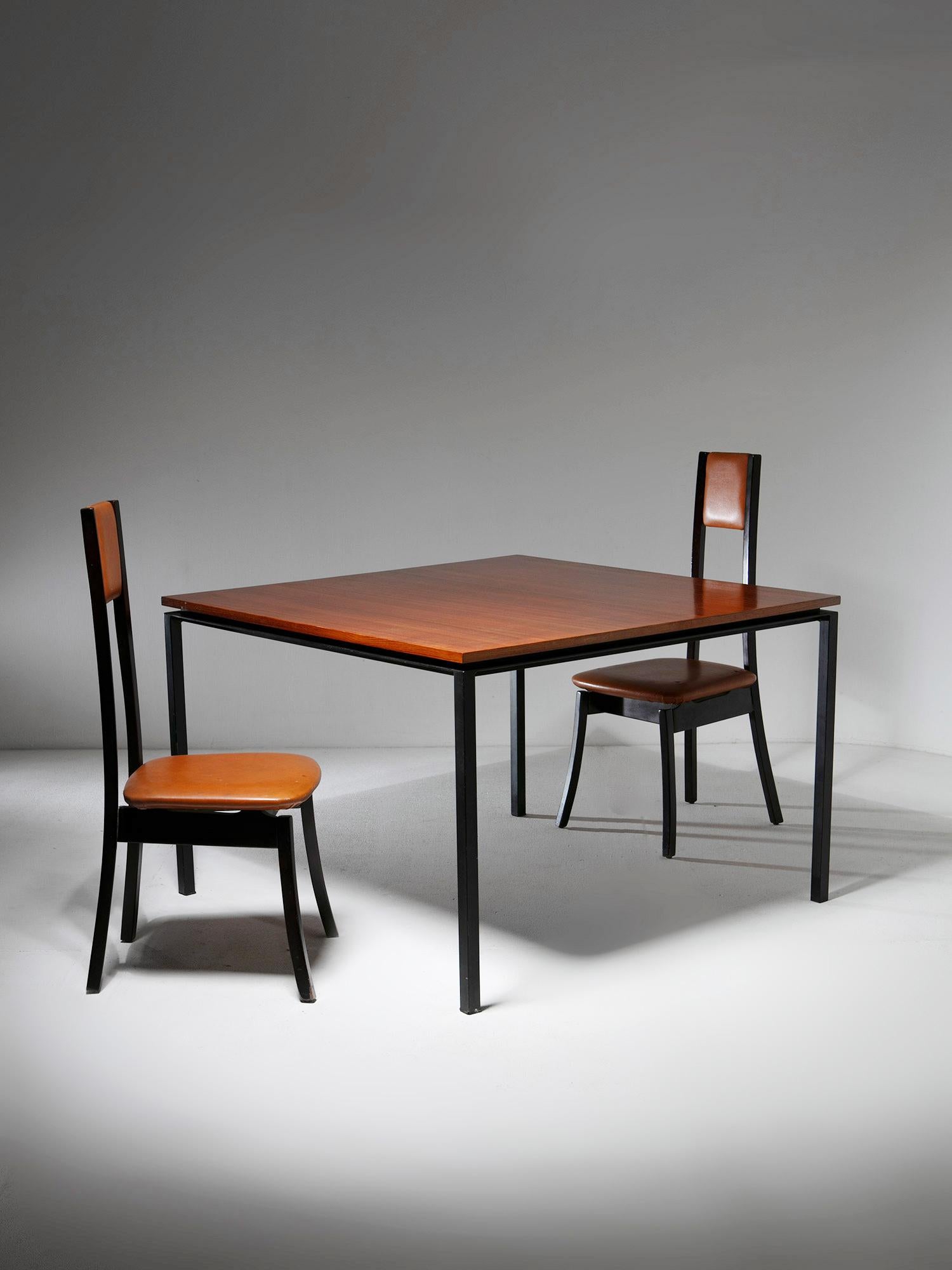 Wood Squared Dining Table by Paolo Tilche for Arform, Italy, 1950s For Sale 2