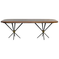 Vintage Table by Pierre Lottier Made of Wood and Slate Table, circa 1960, Spain