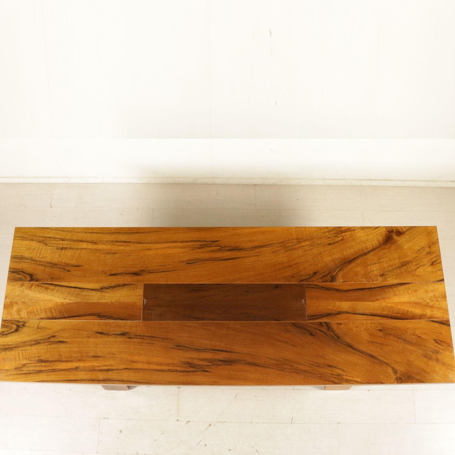Walnut Table by Silvio Coppola Ceramic Solid Wood Vintage Italy 1960s-1970s