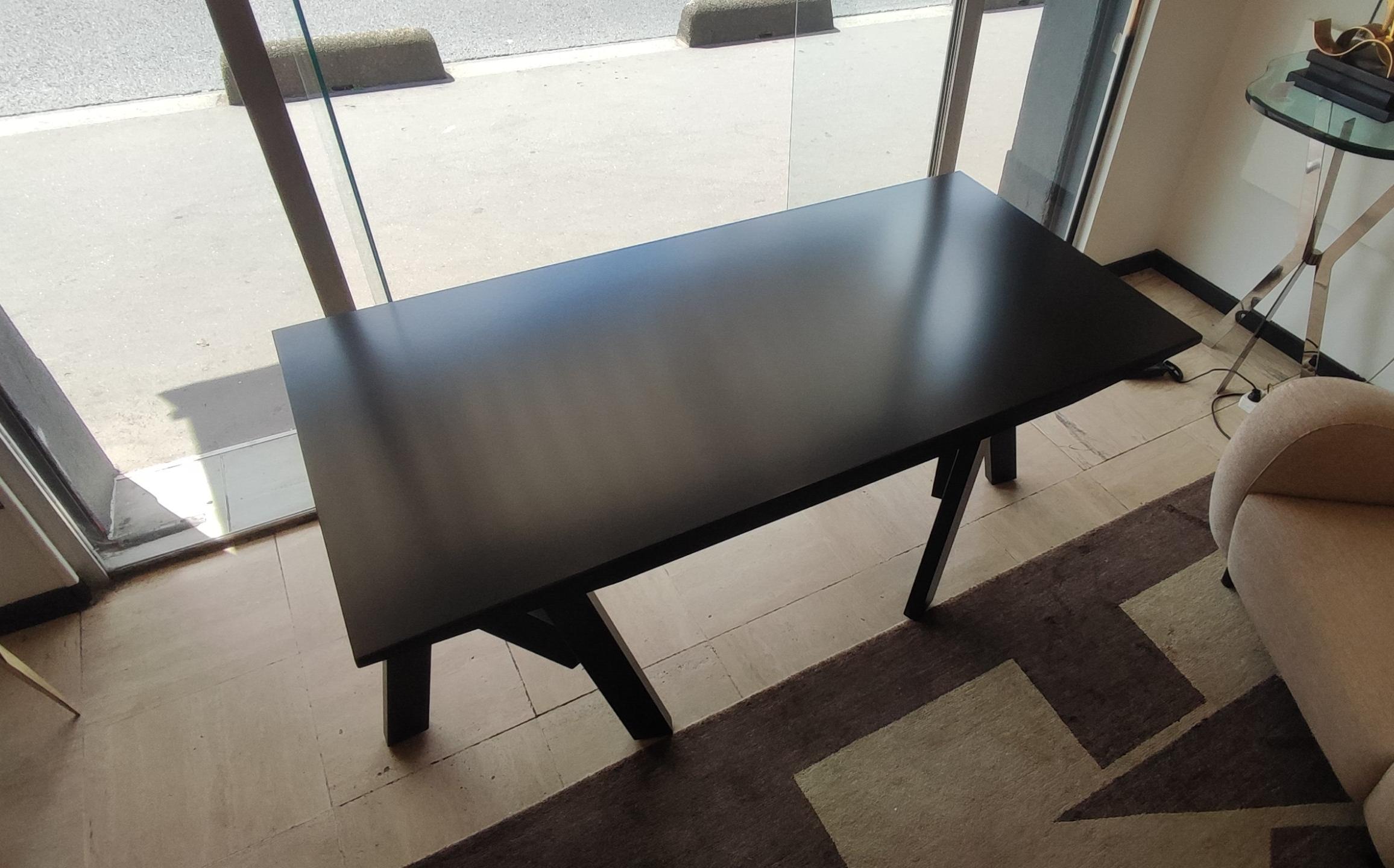Table, original design, in oxidized steel and black patina by Stephane Ducatteau, signed, very small collectible edition.

