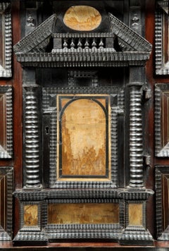 Table Cabinet, Early 17th Century, Italian Baroque, Pietra Paesina Mounted Walnu