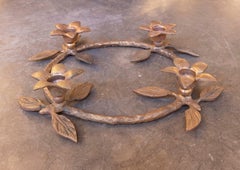 Table Candle Holder for Four Bronze Candles with Flower Decorations