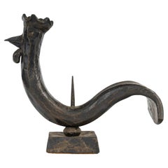 Table Candle Holder, Hammered Wrought Iron Cockerel, 1940, 20th Century