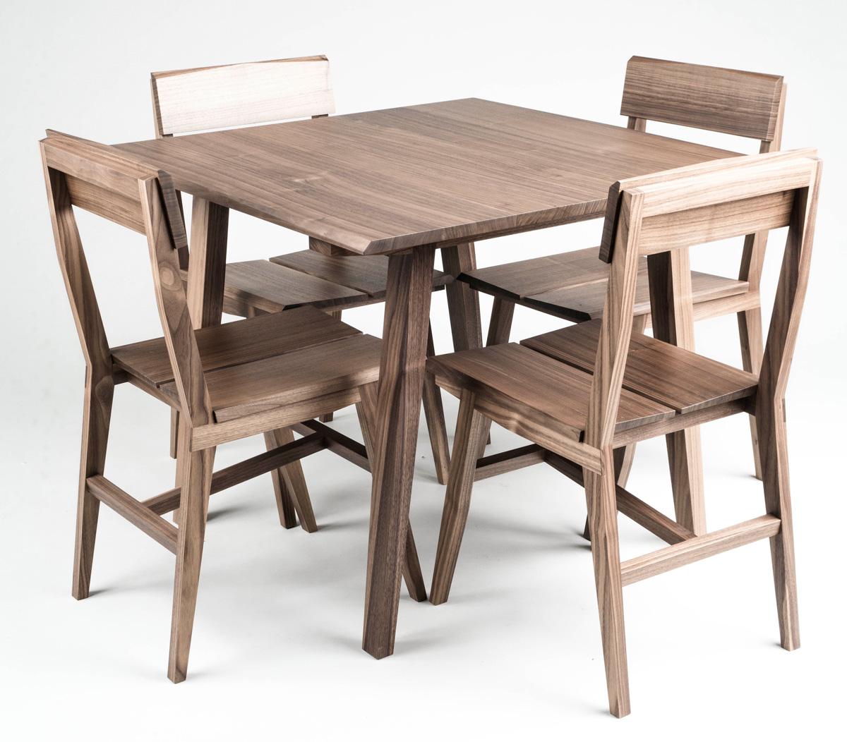 Contemporary Table, Card Table, Breakfast Table, Walnut, Modern, Hardwood, Semigood Design For Sale