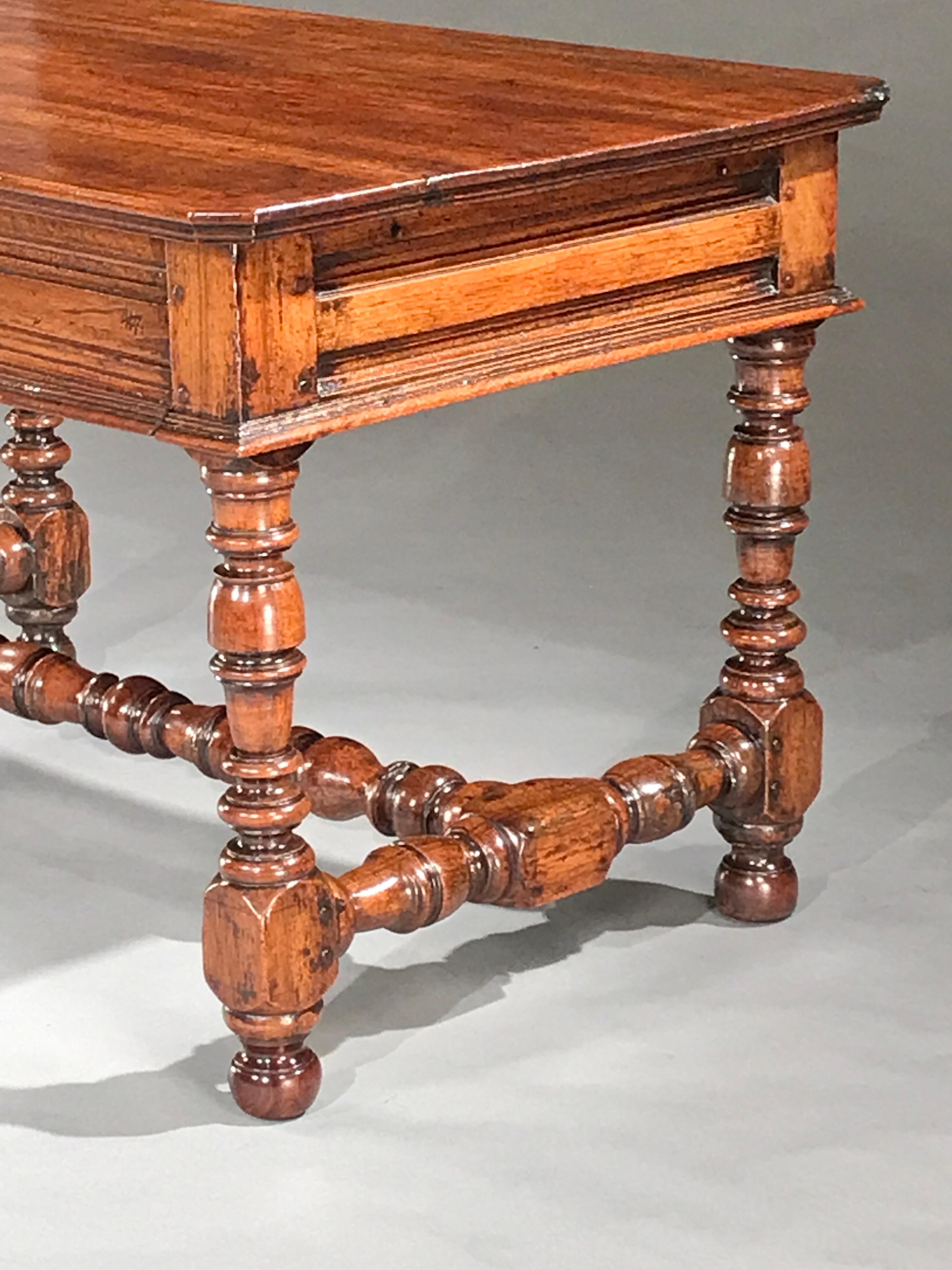 Table Centre Desk Writing Walnut Double Dolphin Handle Genoa Baroque For Sale 6