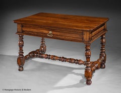 Table Centre Desk Writing Walnut Double Dolphin Handle Genoa Baroque