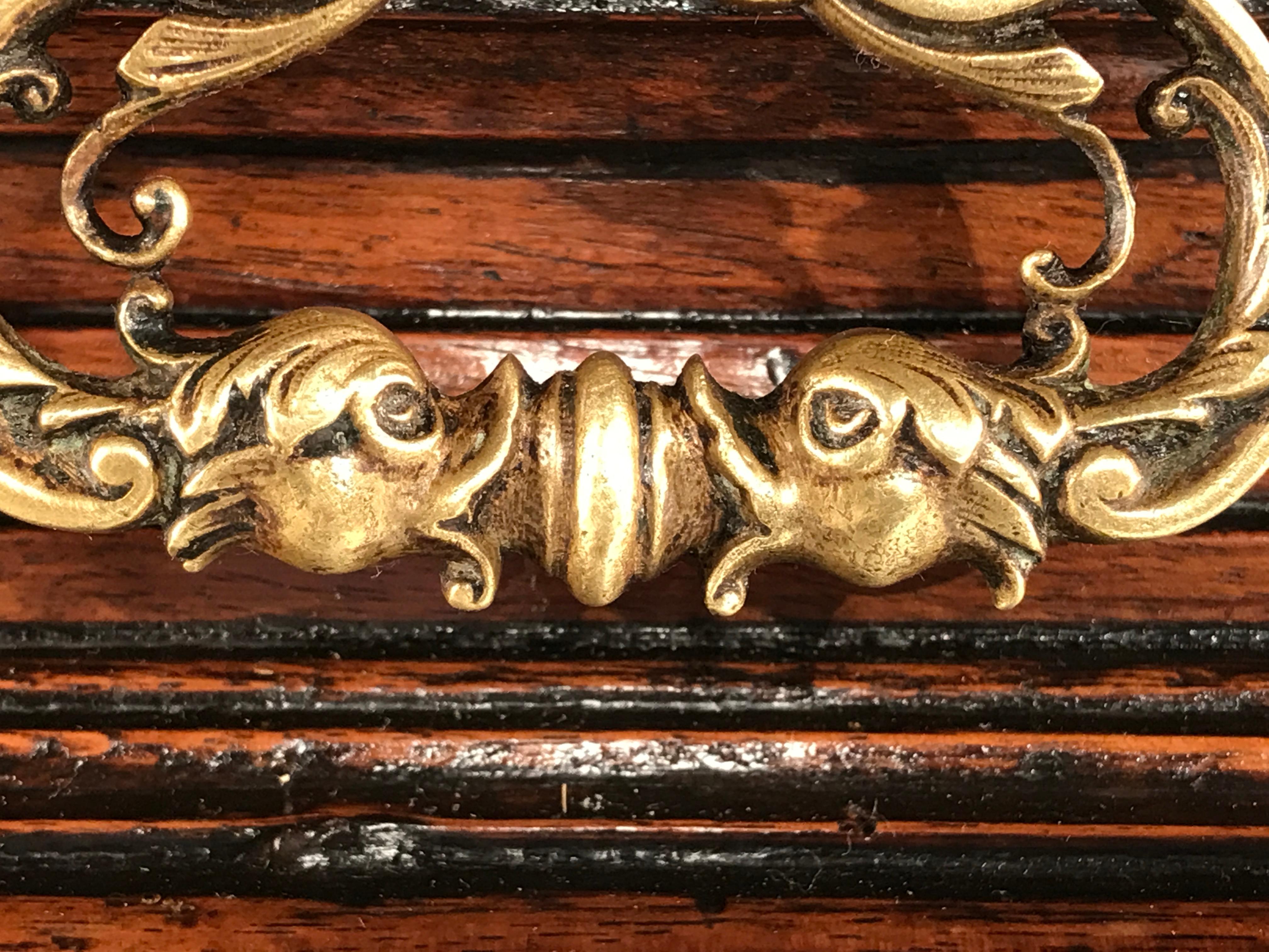 Table Centre Desk Writing Walnut Double Dolphin Handle Genoa Baroque In Good Condition For Sale In BUNGAY, SUFFOLK