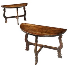 Table, Centre, Pair, Console, Sidetable, Walnut, Italian, Baroque, Tuscan