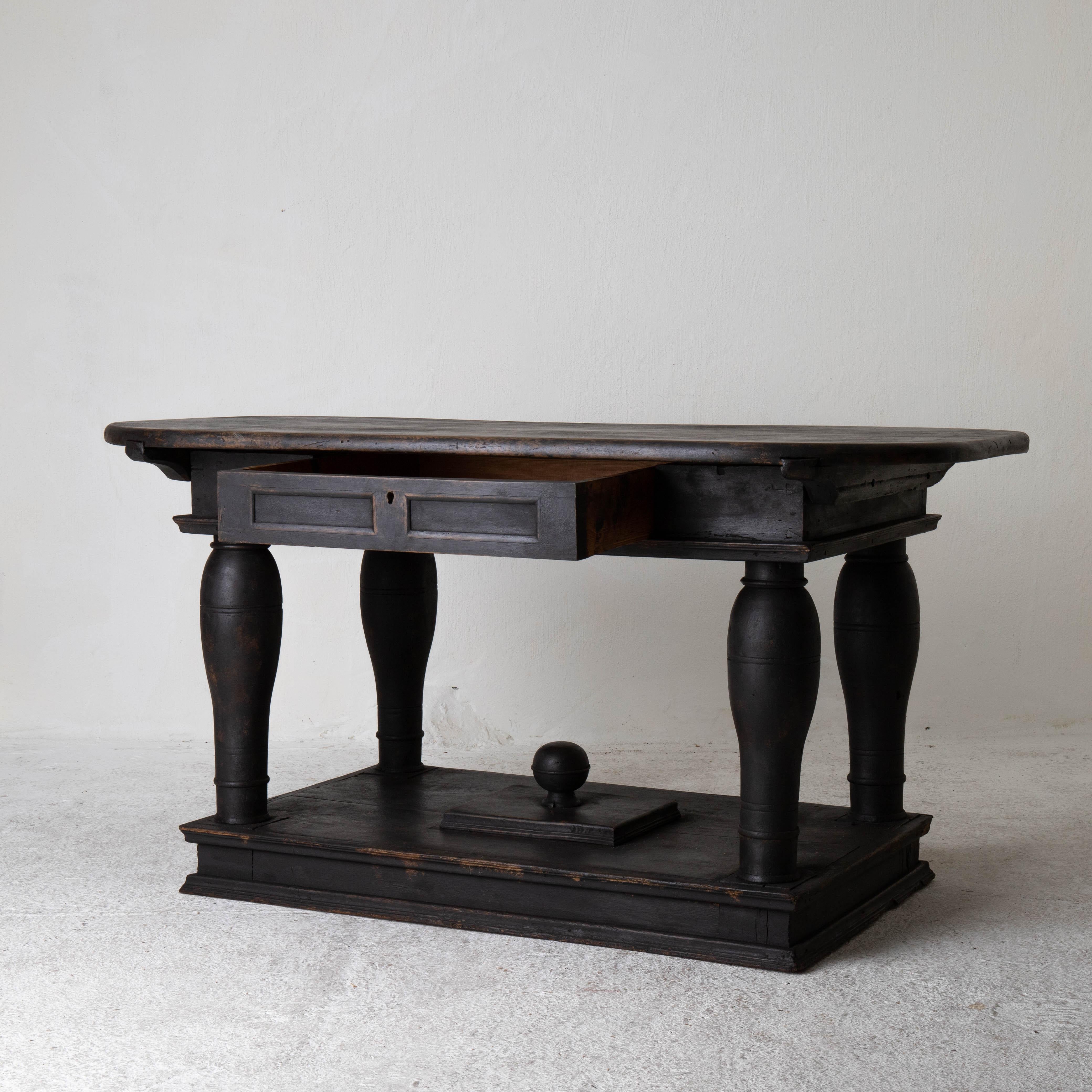 European Table Centre Table Swedish Baroque 1650-1750 Black Sweden