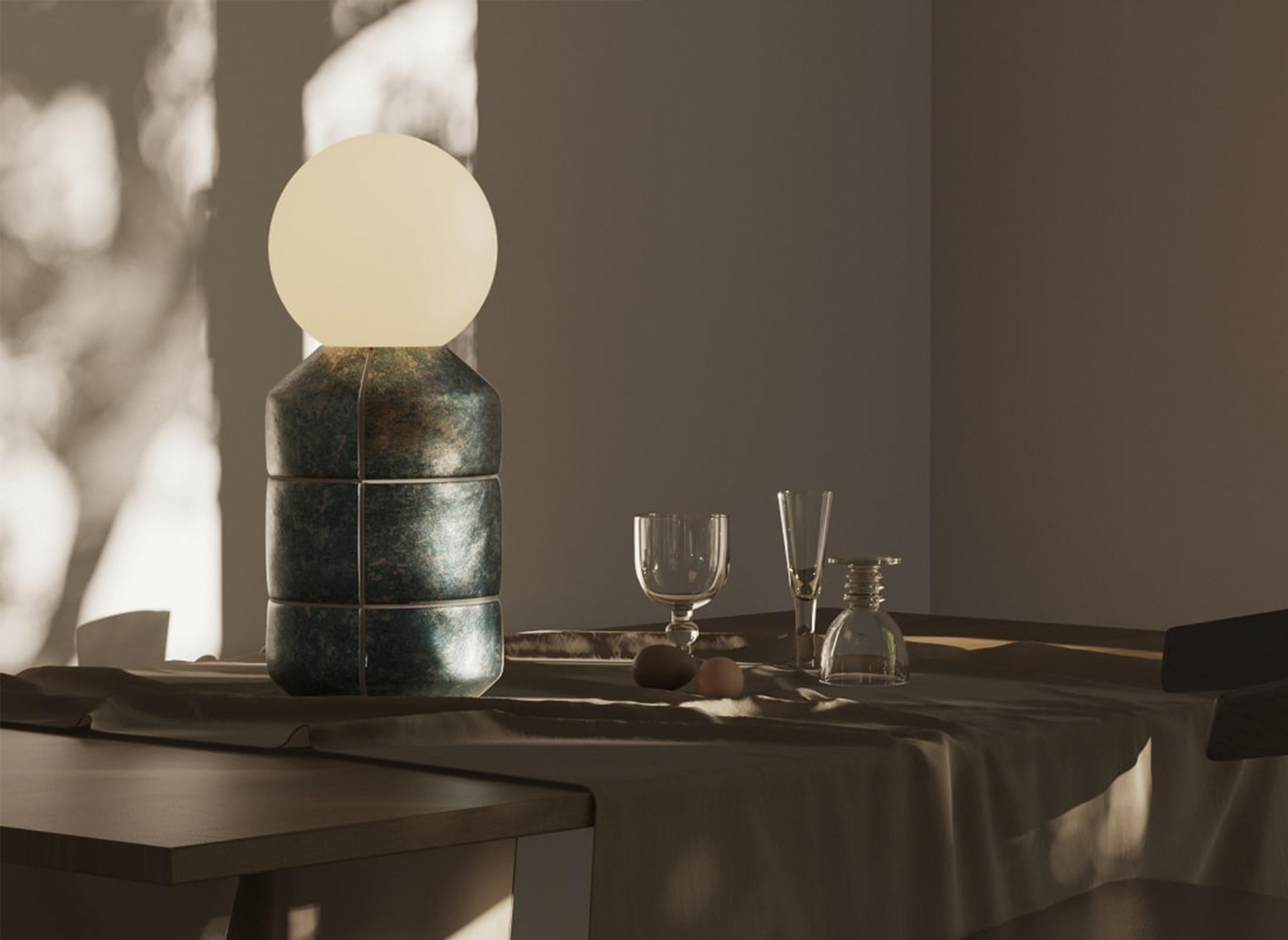Glazed Handmade Handcrafted Ceramic Pottery Table Lamp Artisanal Illumination Lighting For Sale