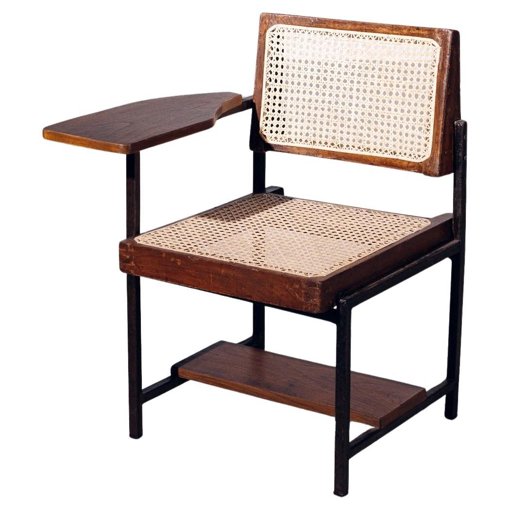 Chaise de table avec pieds en fer par Pierre Jeanneret pour Chandigarh, Inde, Circa 1965