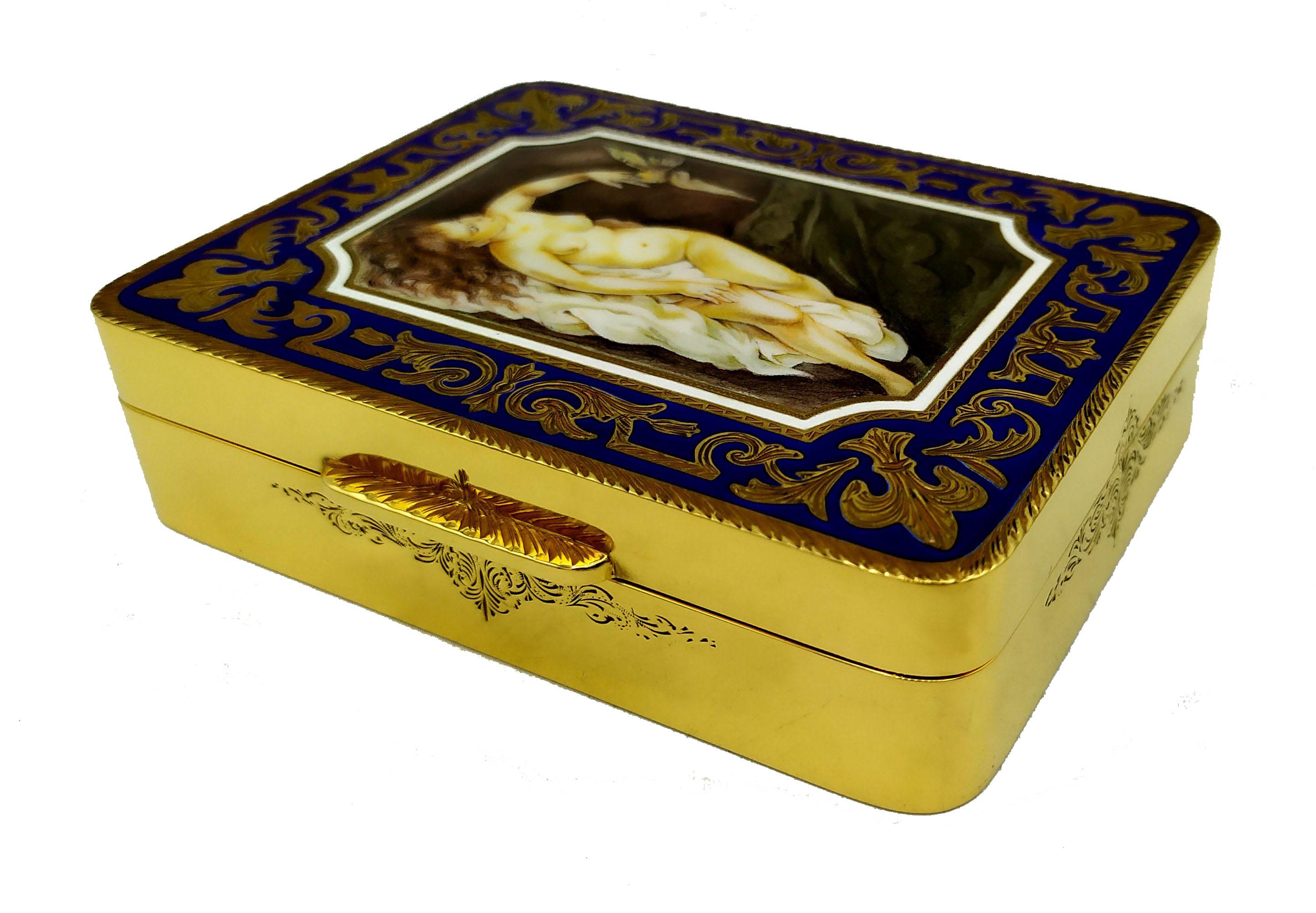 Empire Table Cigar Box two-tone stripes enamel Sterling Silver Salimbeni For Sale
