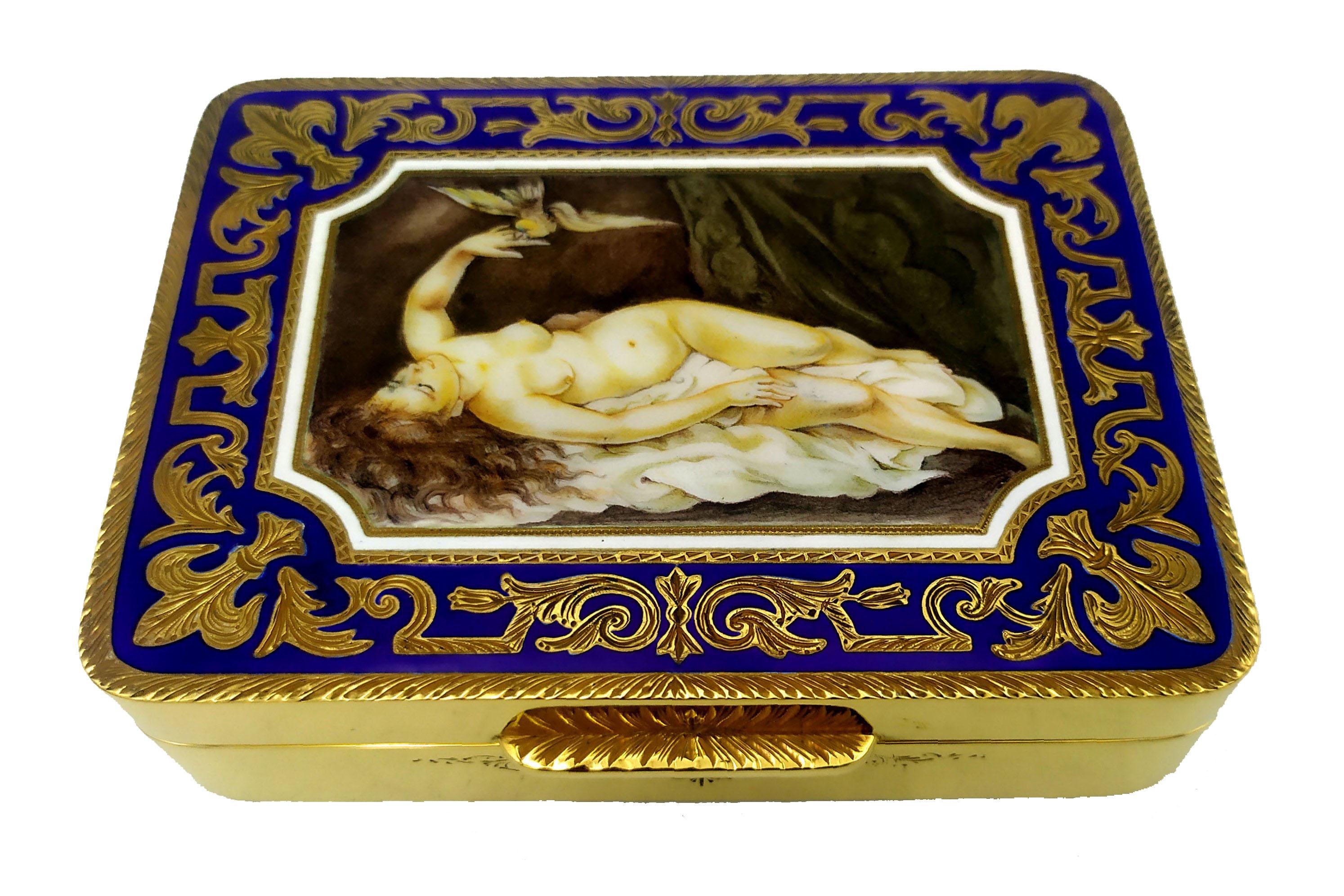 Italian Table Cigar Box two-tone stripes enamel Sterling Silver Salimbeni For Sale
