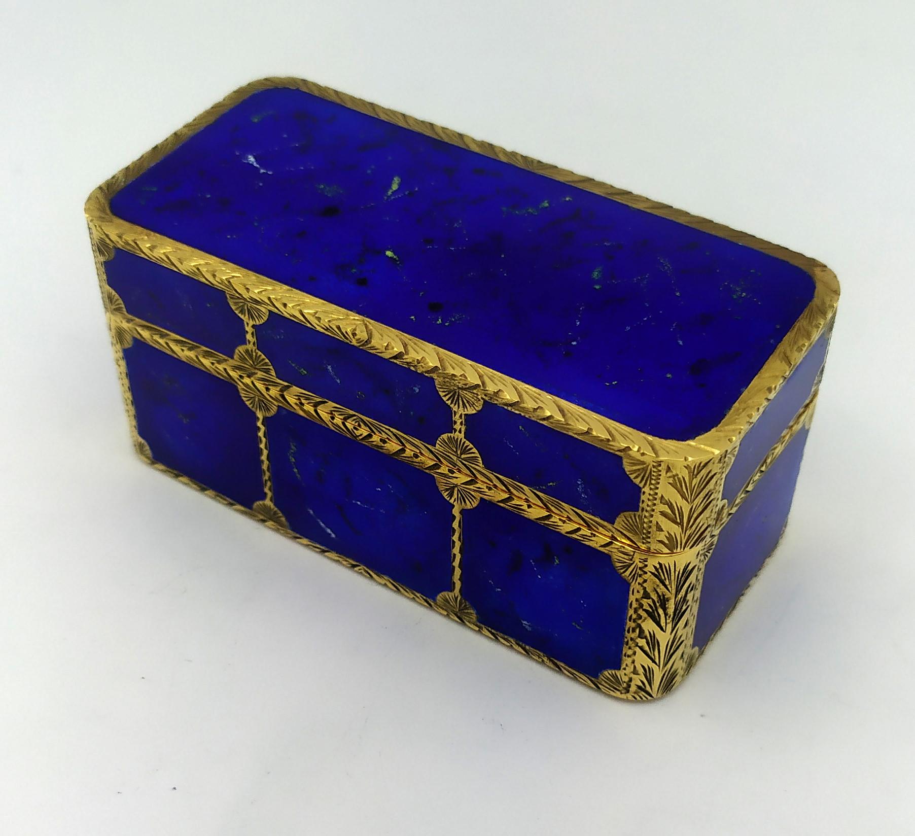 Napoleon III Table Cigarette Box like lapis lazuli stone enamel on guilloche Salimbeni. For Sale