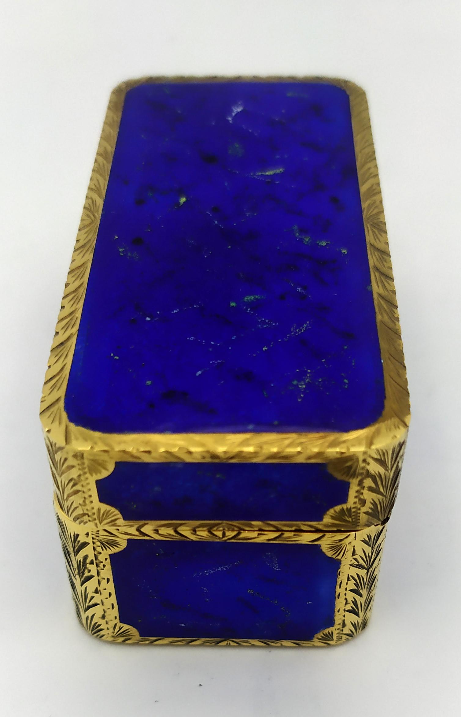 Italian Table Cigarette Box like lapis lazuli stone enamel on guilloche Salimbeni. For Sale