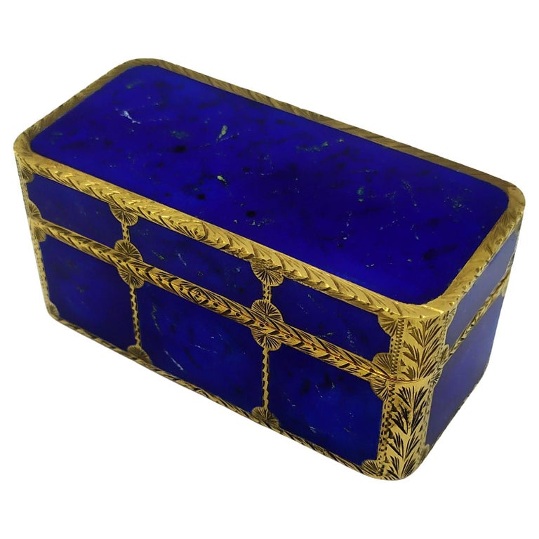 cigarette table box Table Cigarette Box like lapis lazuli stone enamel on guilloche Salimbeni.  For Sale at 1stDibs