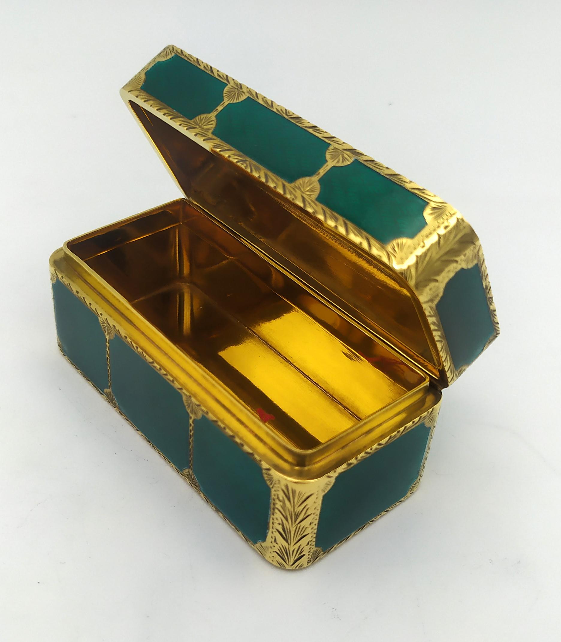 Pitillera de mesa esmaltada y grabada a mano estilo Napoleón III Salimbeni finales del siglo XX en venta