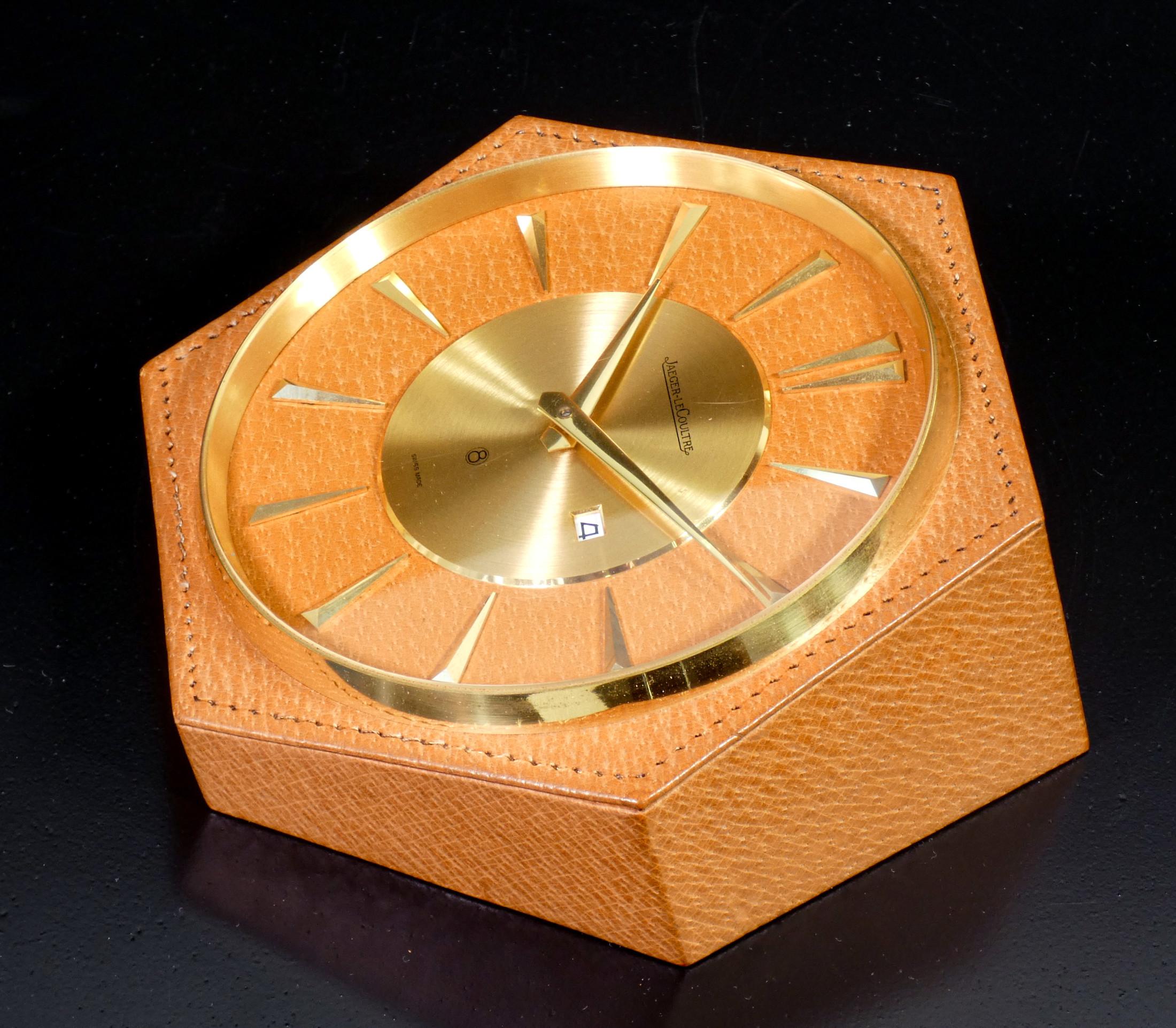 Table Clock, 8 Days, Jaeger-LeCoultre for Hermes, Switzerland, 1960s In Good Condition In Torino, IT