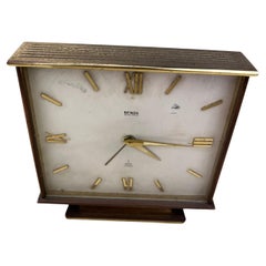 Table Clock / Alarm Clock in Brass, Working, Switzerland, 60s