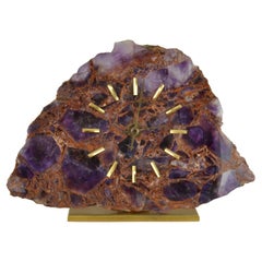 Table Clock Amethyst Stone by Junghans, 1970's