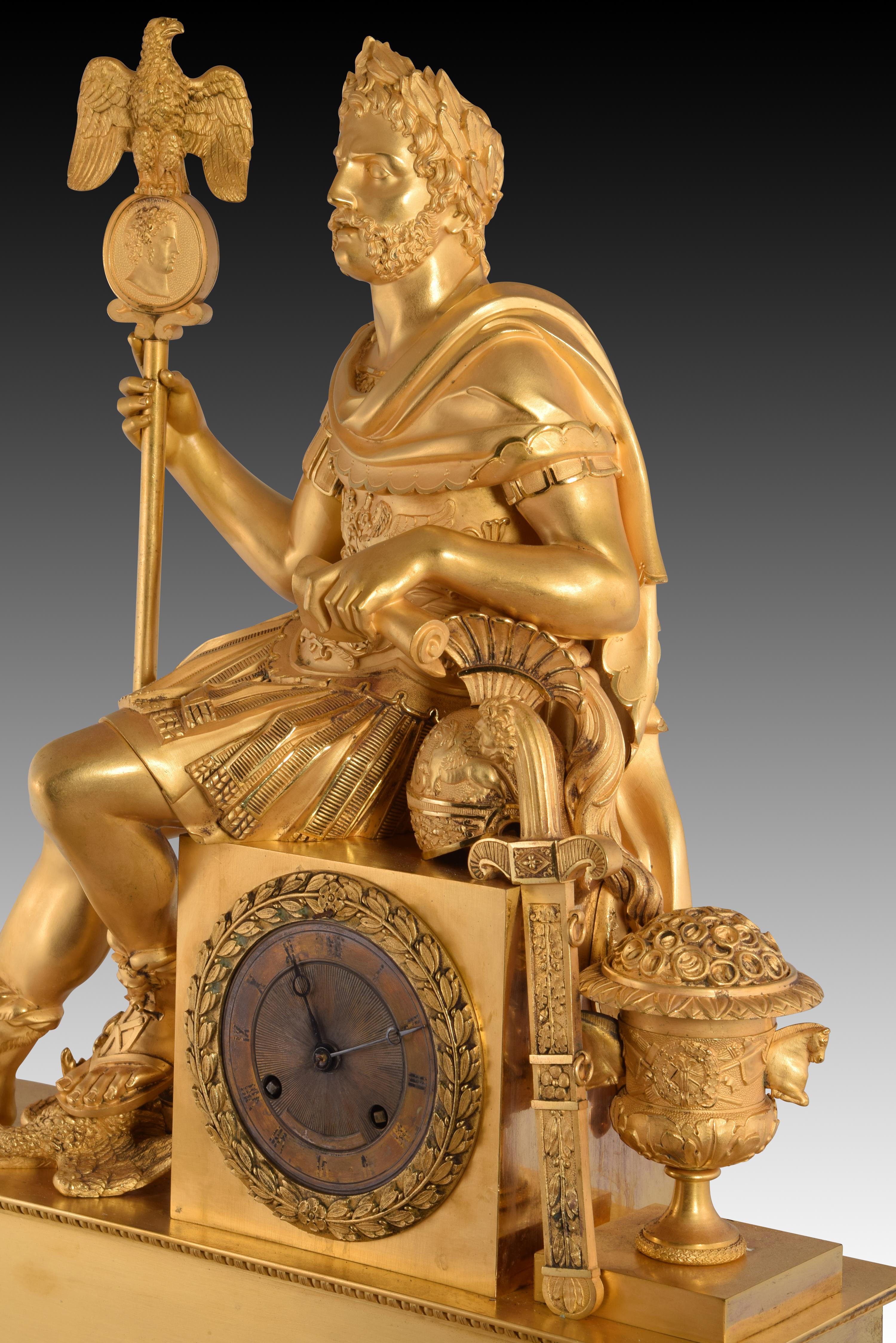 Reloj de mesa, Aníbal Barca. Bronce ormolu, metal. Francia, siglo XIX. Europeo