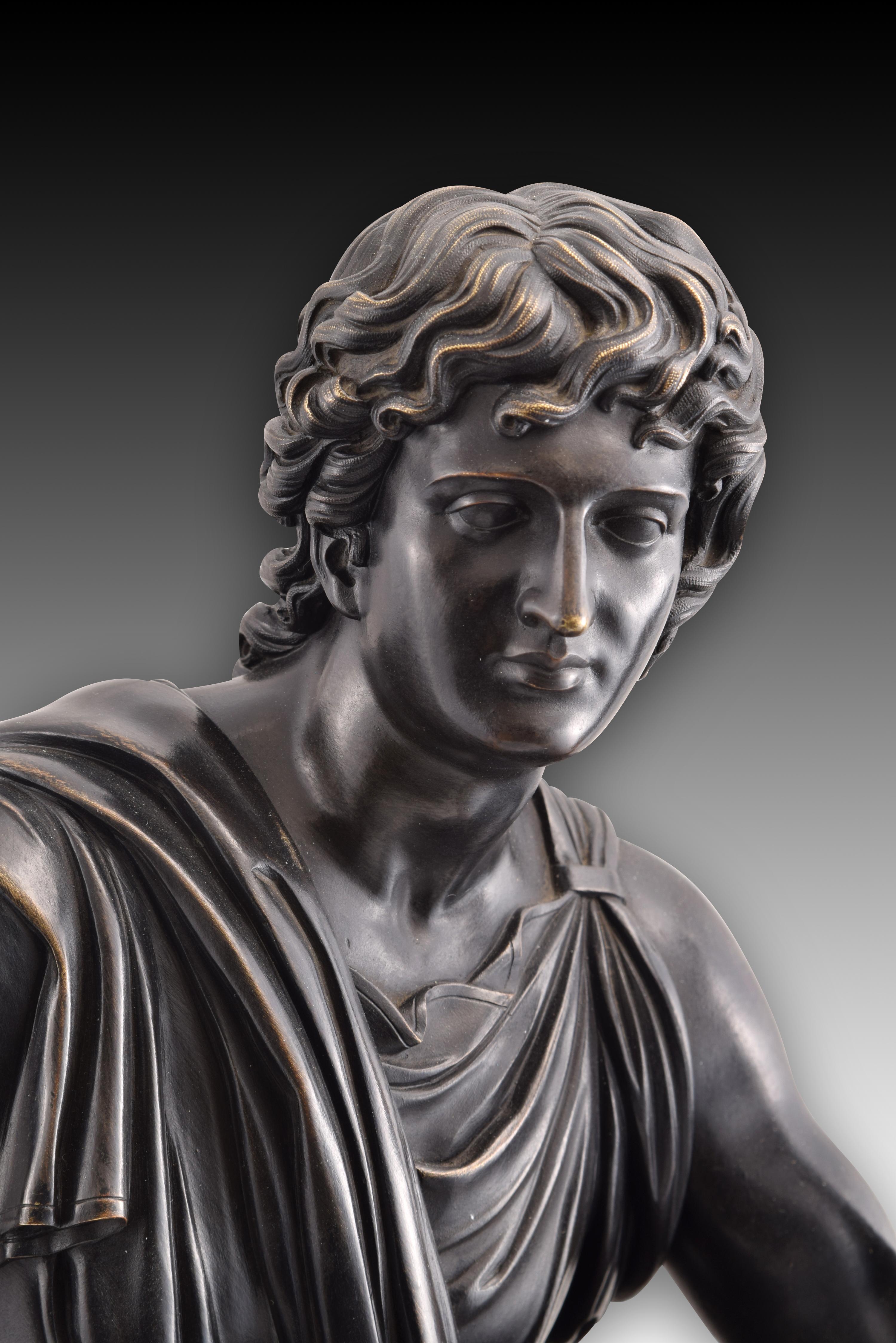 Tischuhr, Apollo, Bronze, Marmor, Modell von Lenoir-Ravrio, Louis-Stanislas im Angebot 10