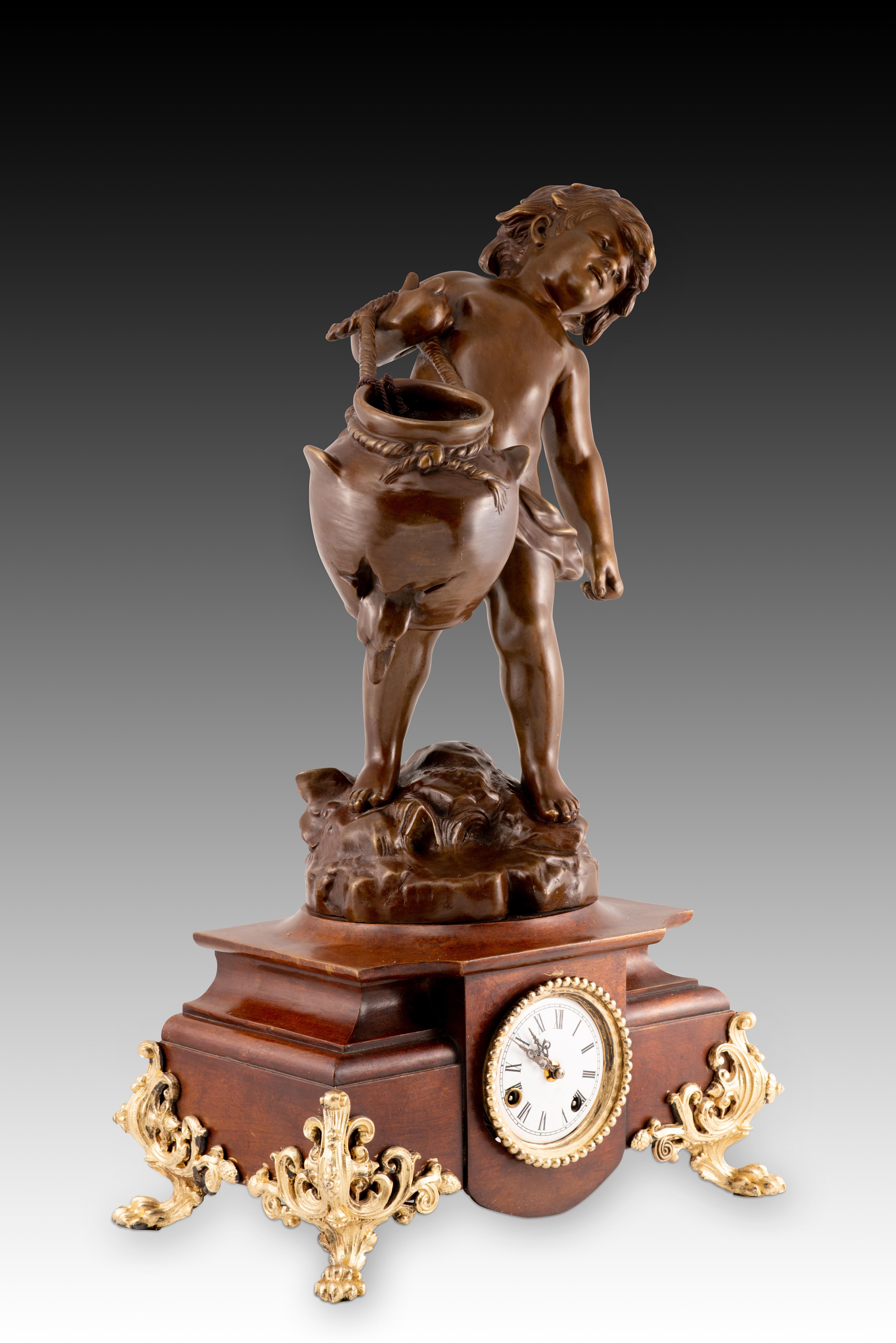 Other Table clock. Bronze. 1990s, modeled after August Moreau. For Sale