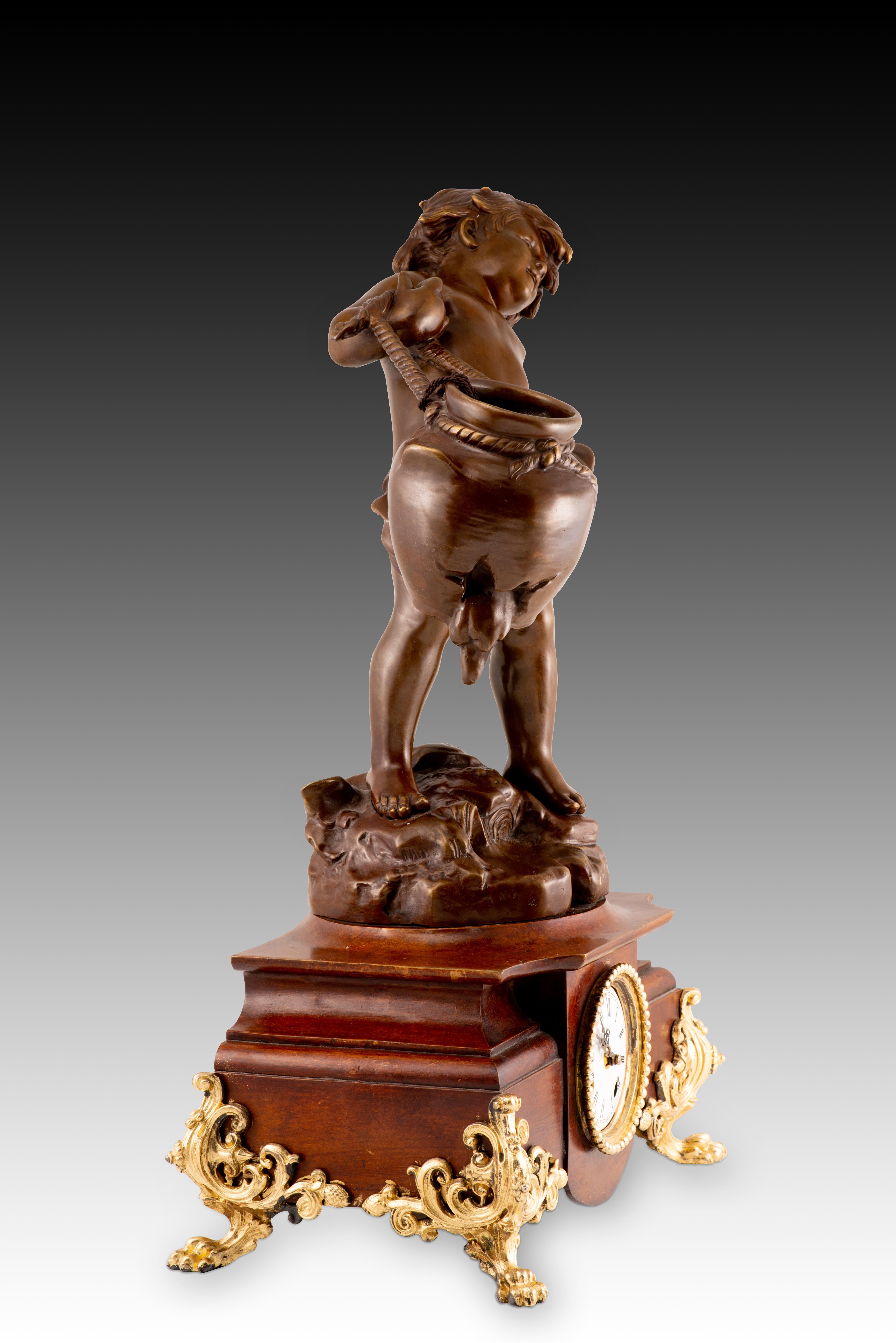 European Table clock. Bronze. 1990s, modeled after August Moreau. For Sale