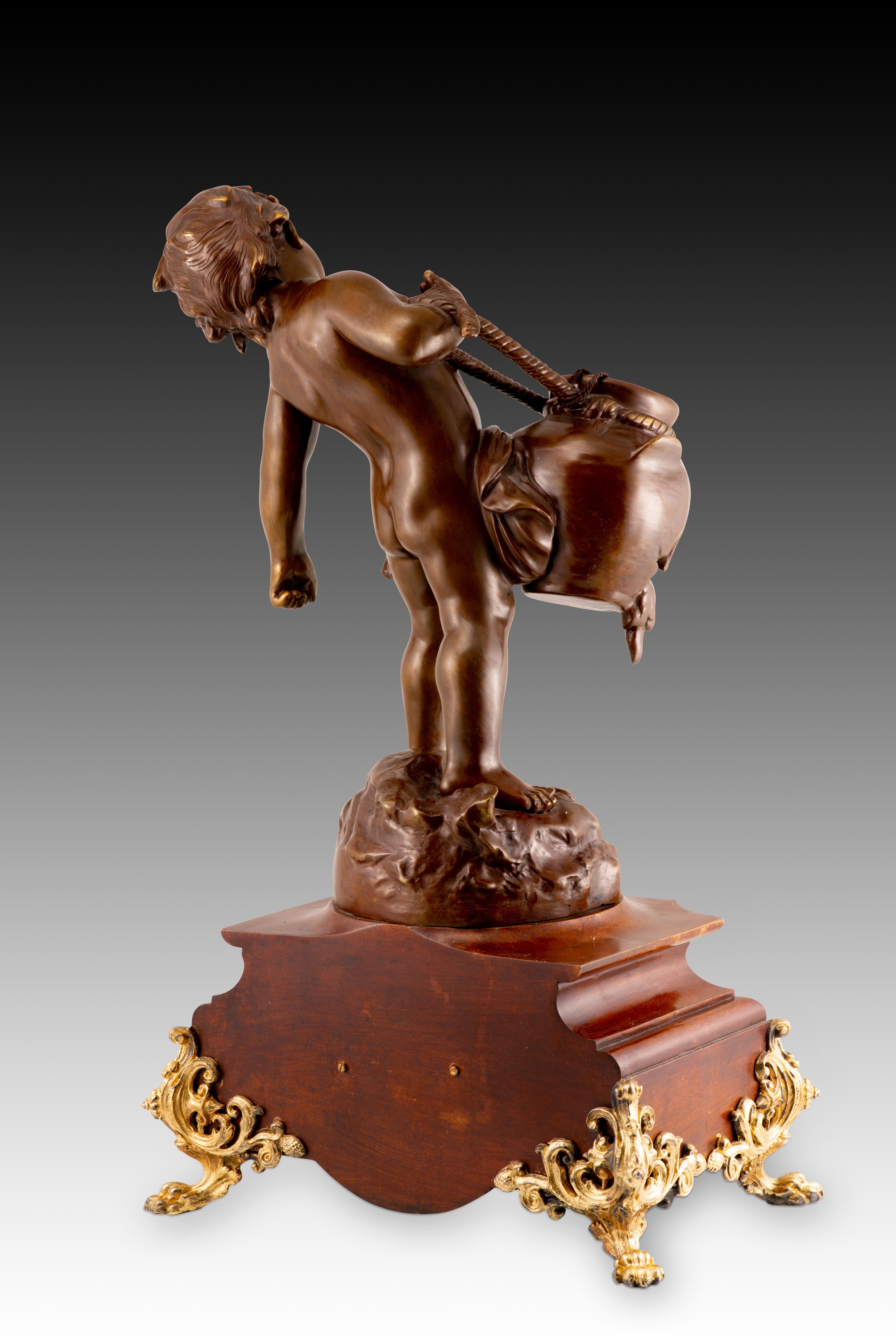 Table clock. Bronze. 1990s, modeled after August Moreau. In Fair Condition For Sale In Madrid, ES