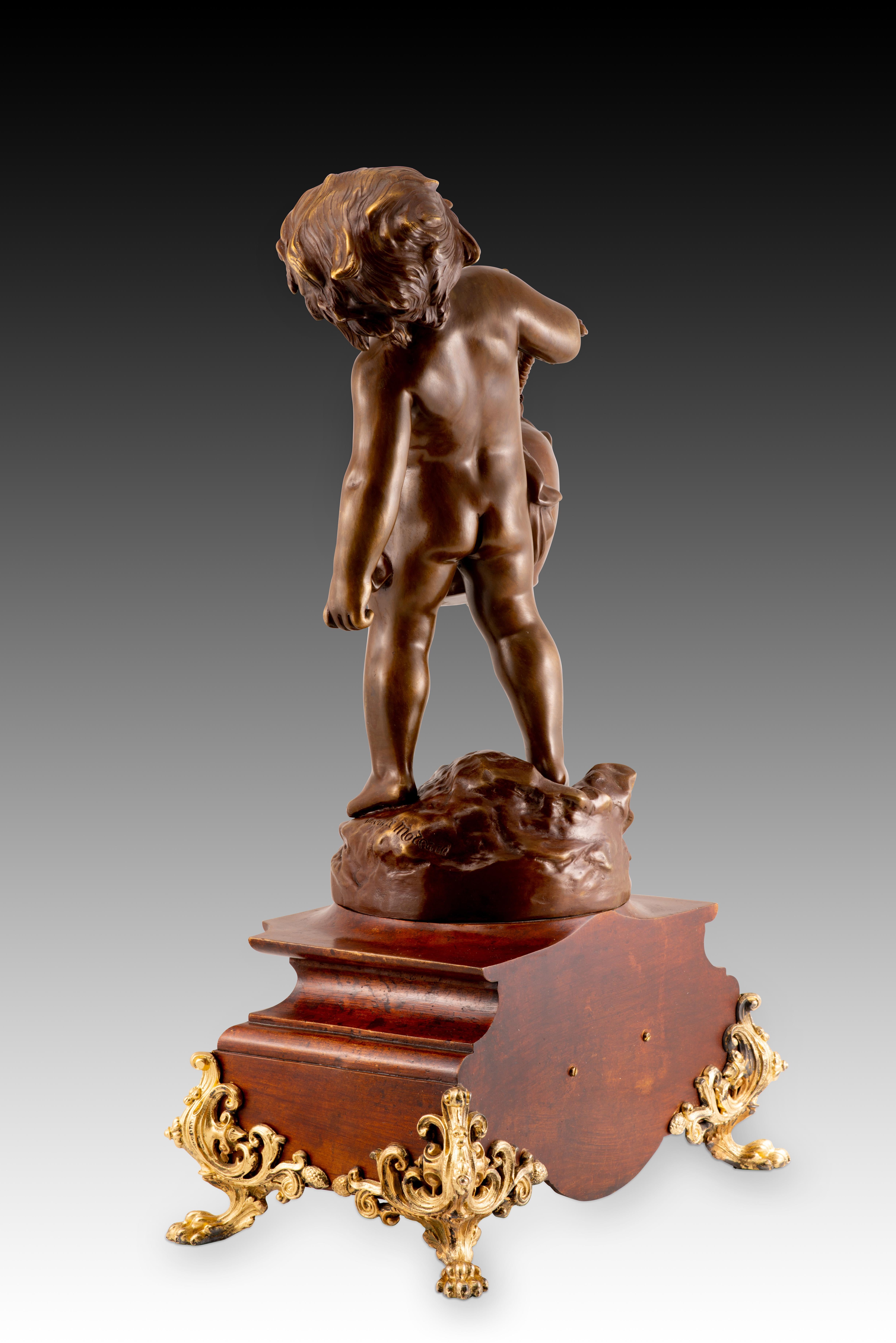 20th Century Table clock. Bronze. 1990s, modeled after August Moreau. For Sale