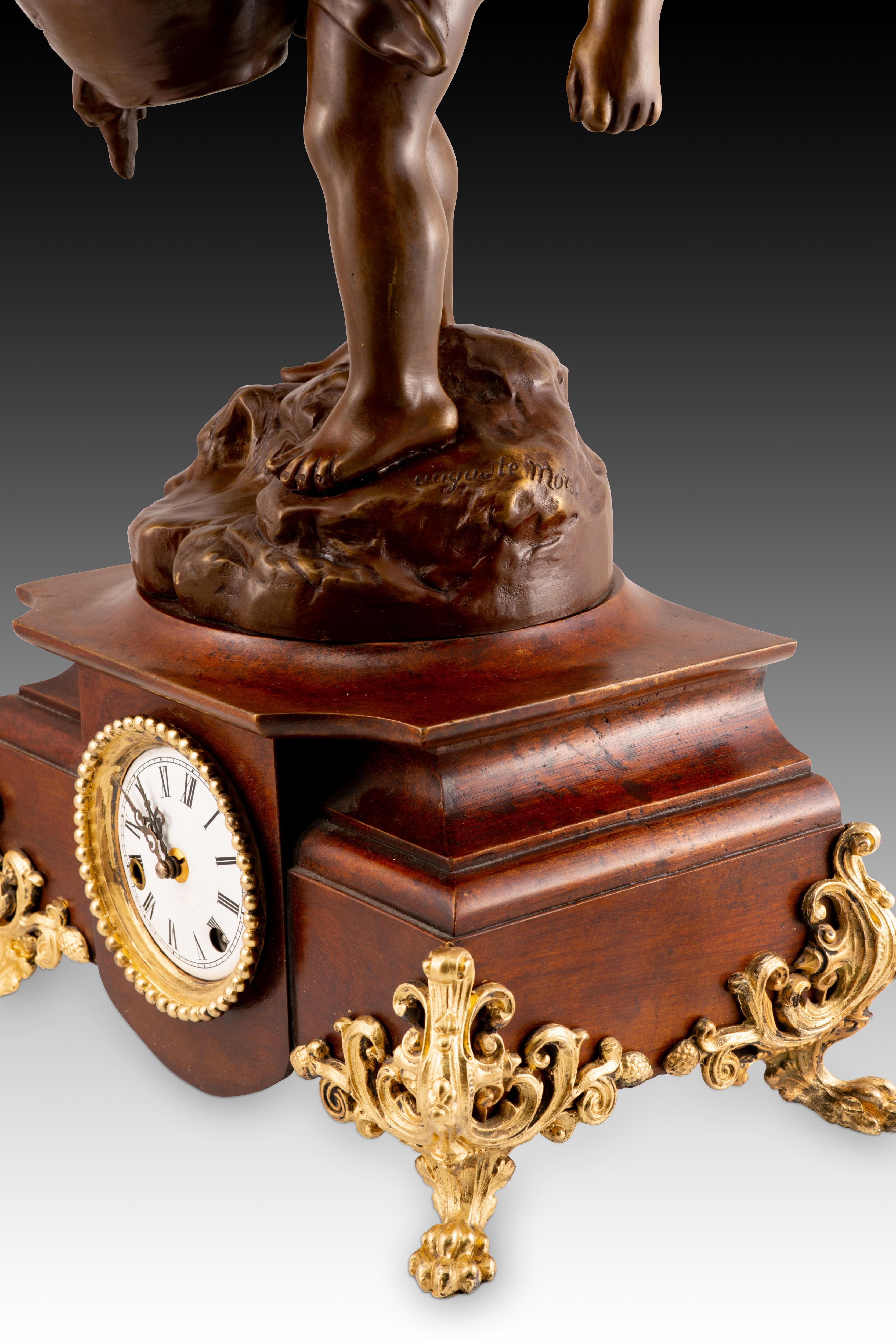 Table clock. Bronze. 1990s, modeled after August Moreau. For Sale 1