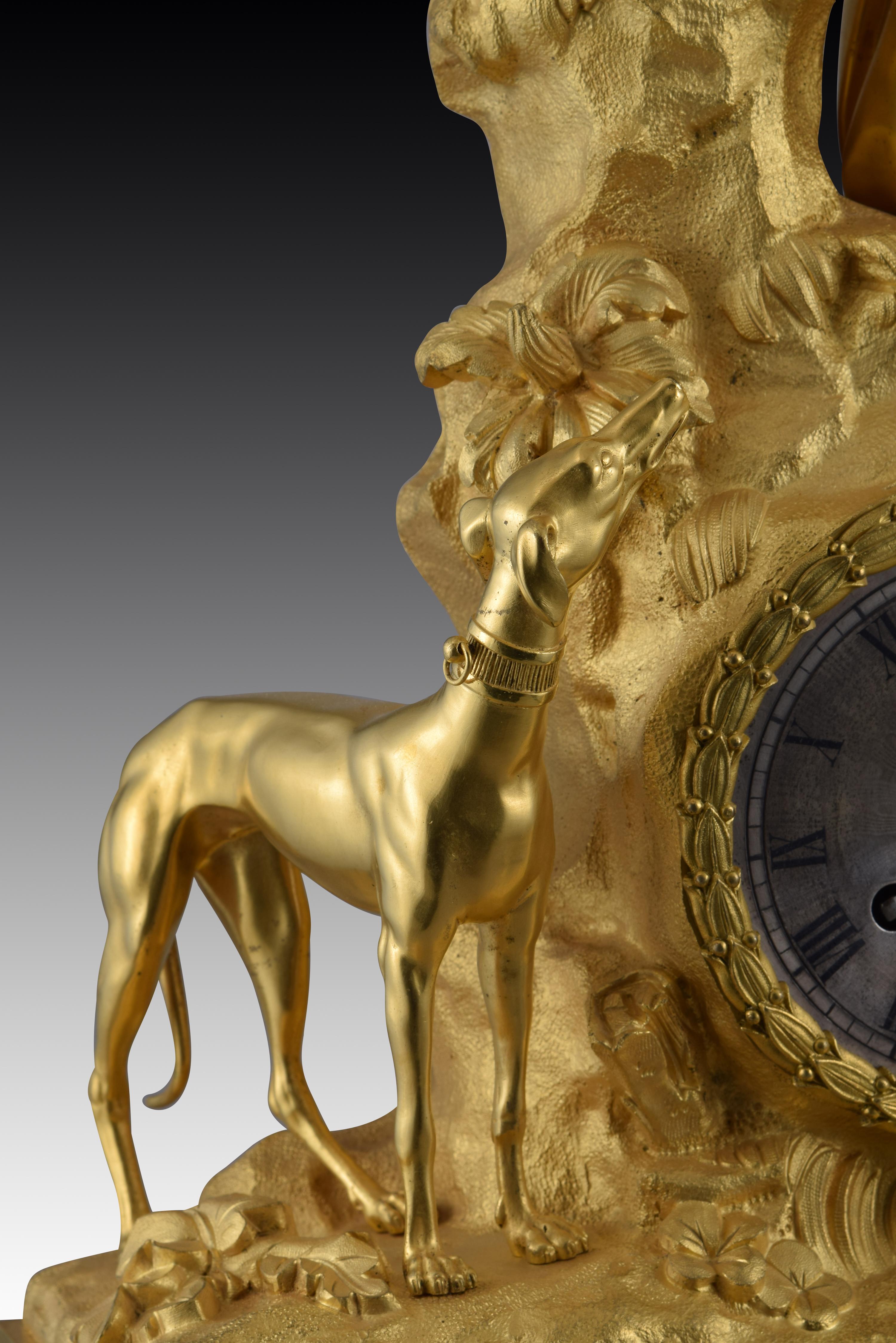 Table clock, Diana. Gilt bronze. France, 19th century. 2