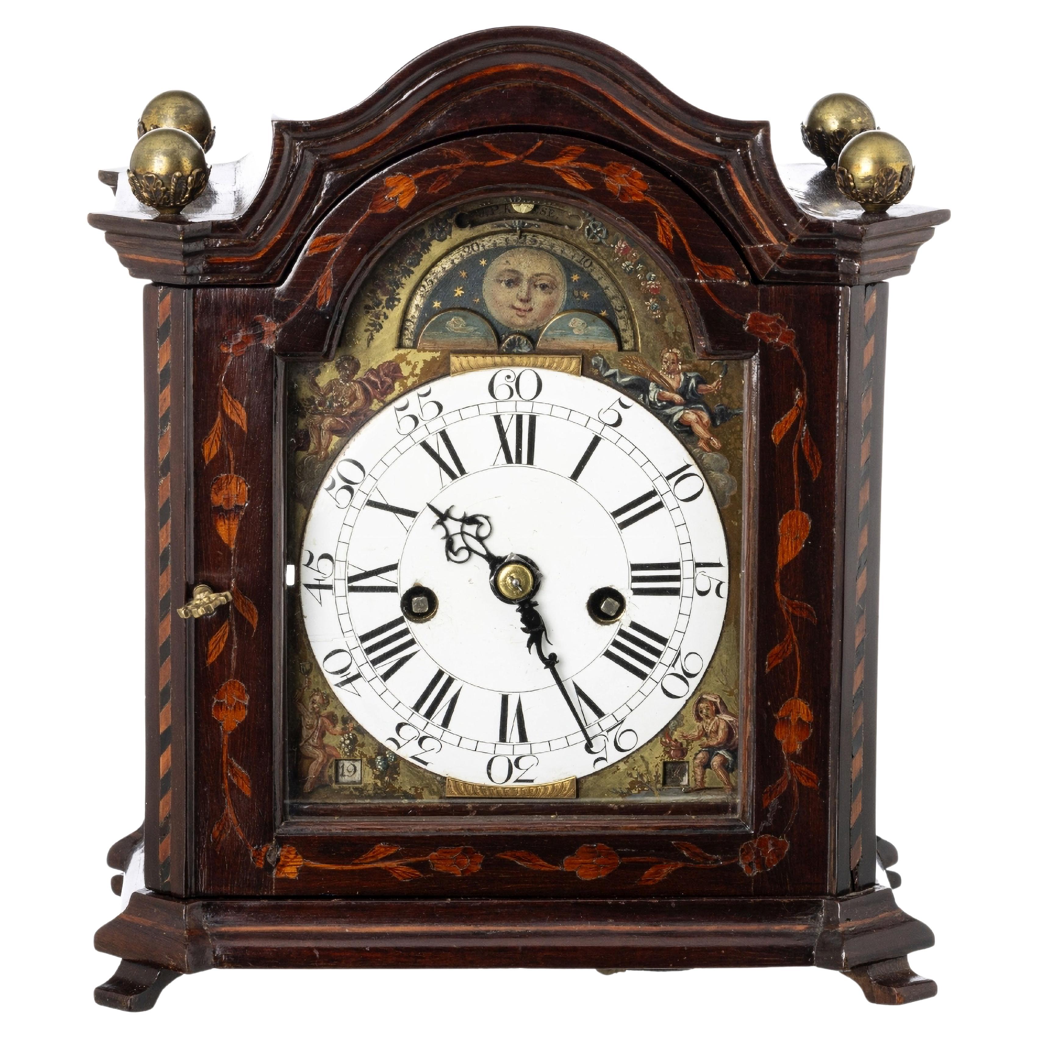 TABLE CLOCK  Dutch, around 1740 18th Cent.Machine marked" J.P. Kroese" Amsterdam