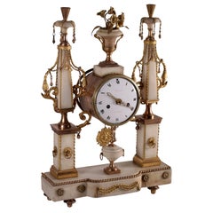Table Clock Gilded Bronze and White Marble, France, 18th Century