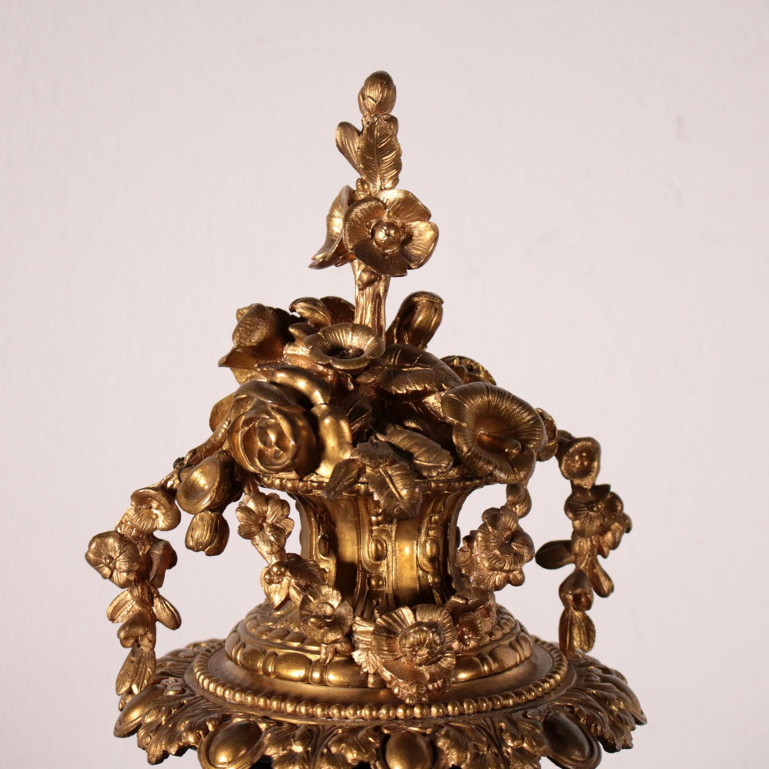 French Table Clock Gilded Bronze, France, 19th Century