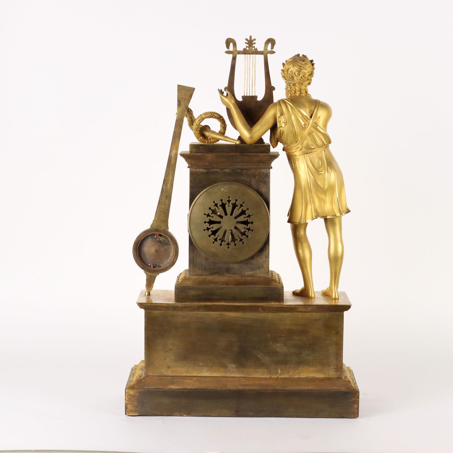 Table Clock in Gilded Bronze, France, First Half of the 19th Century For Sale 8