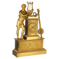 Table Clock in Gilded Bronze, France, First Half of the 19th Century