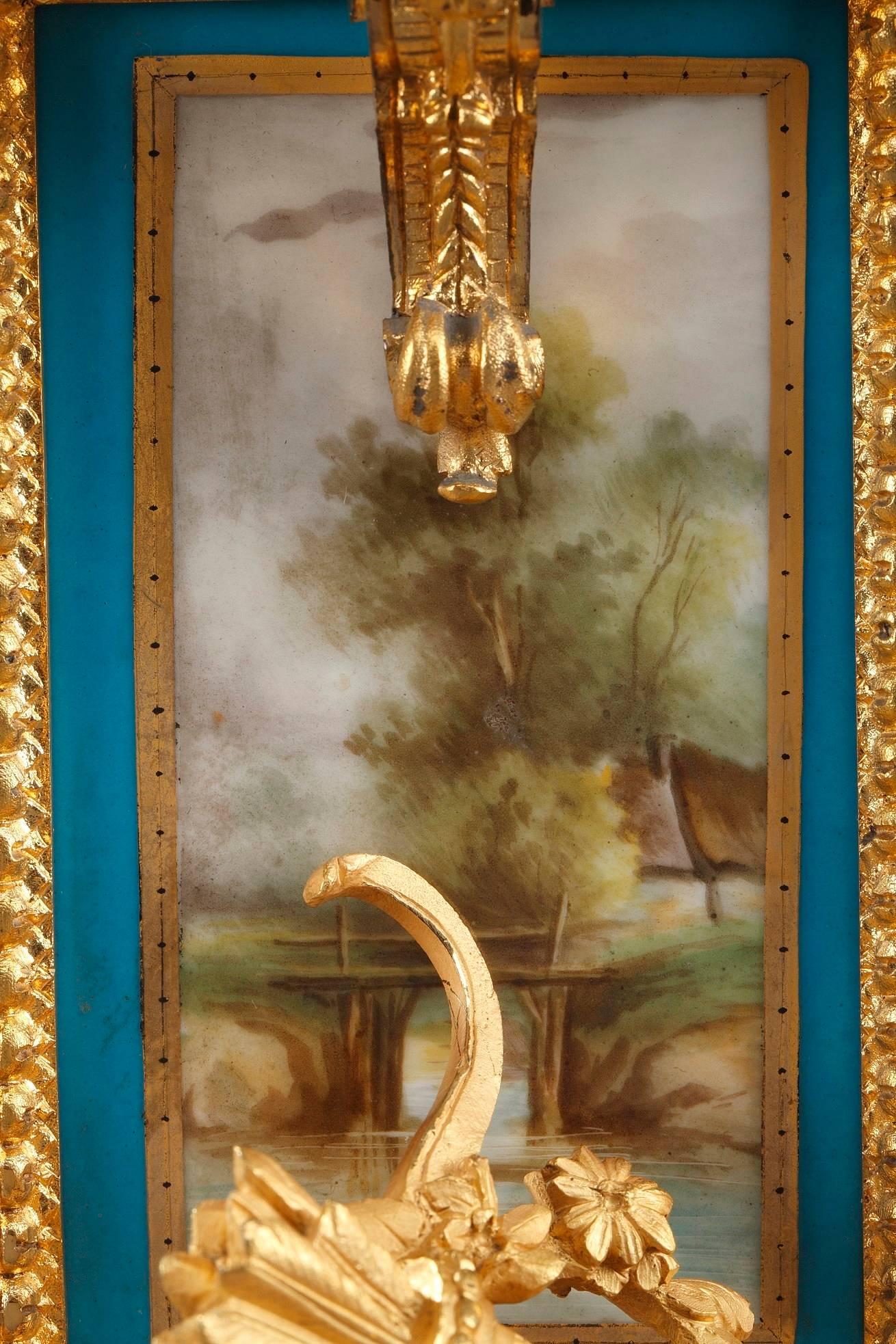 Table Clock in Ormolu and Porcelain with Galant Scenes 6