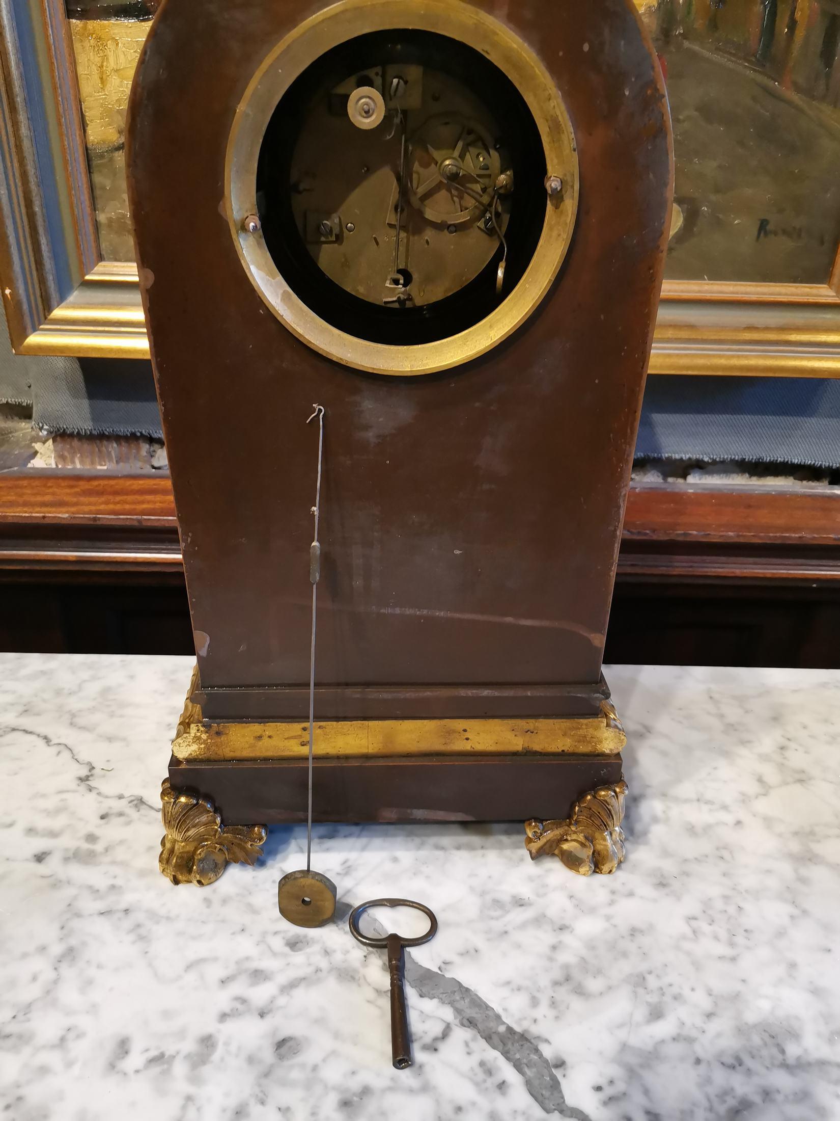 Table Clock in Patinated and Gilded Bronze from the 18th Century For Sale 5