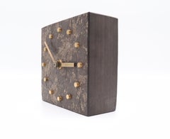 Table Clock Made of Stone and Brass Attr. to Carl Aubock