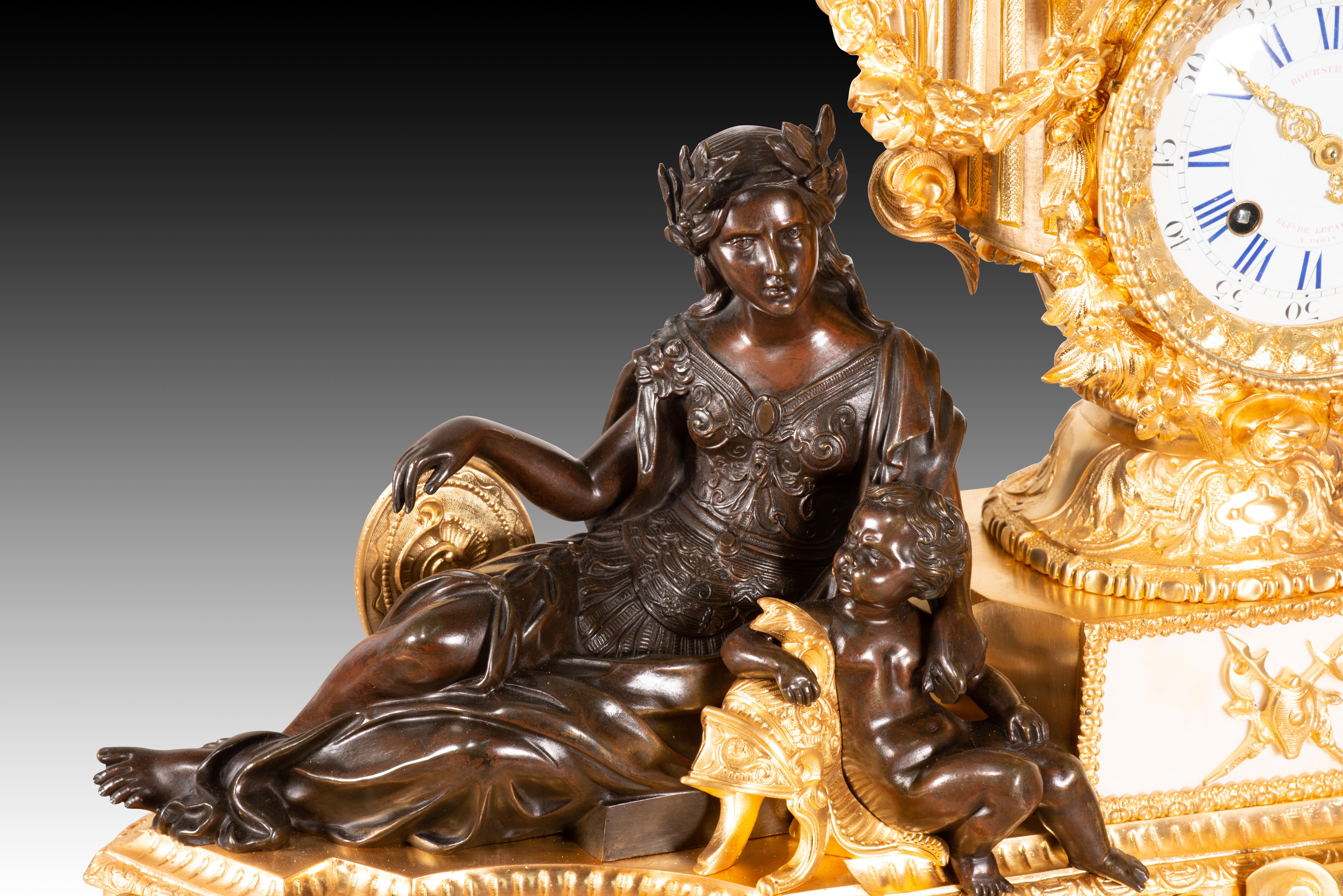 Horloge de table. Marbre, bronze. Japy Frères ; Boursier. Paris, France, vers 1849-1 en vente 3