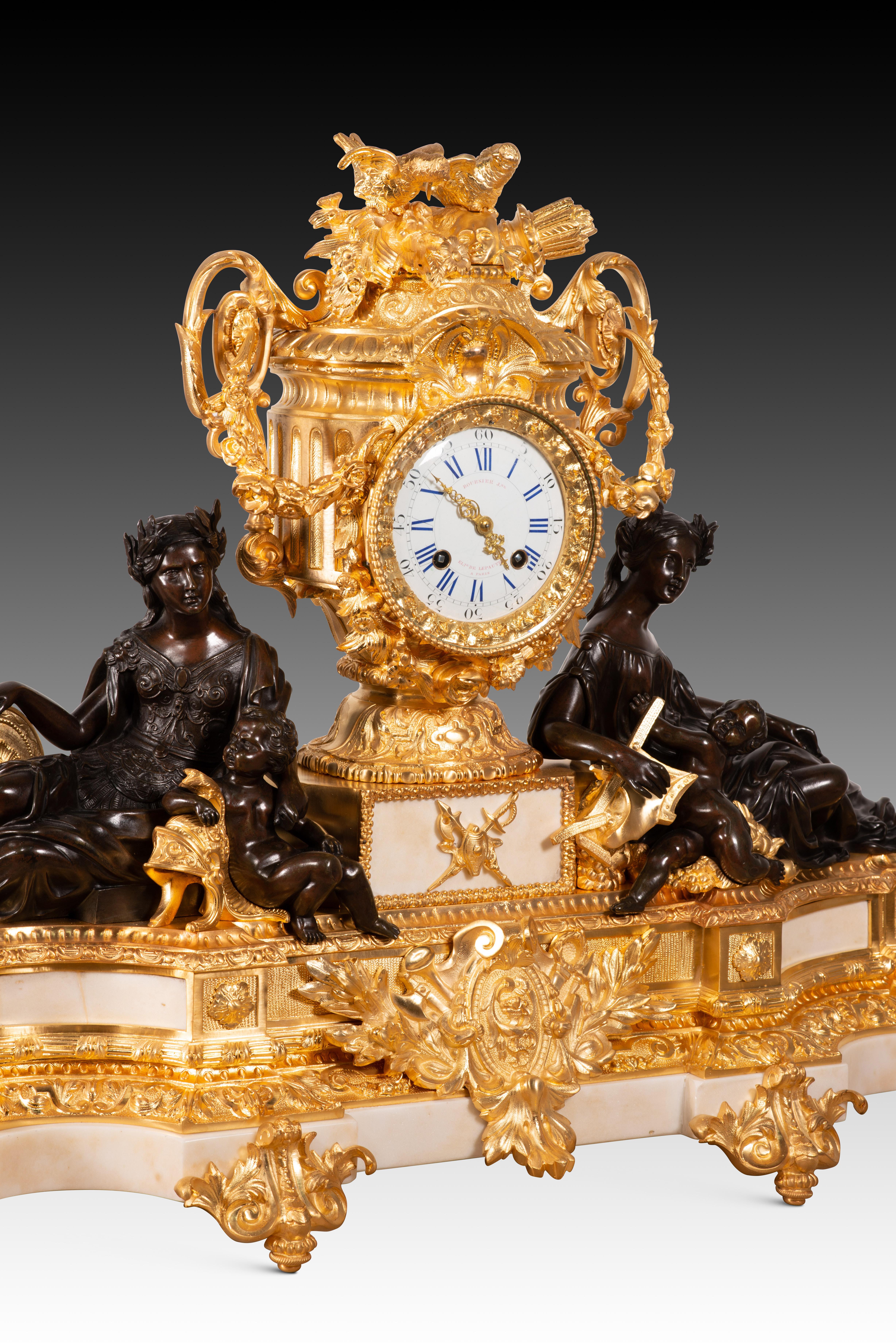 Horloge de table. Marbre, bronze. Japy Frères ; Boursier. Paris, France, vers 1849-1 en vente 4