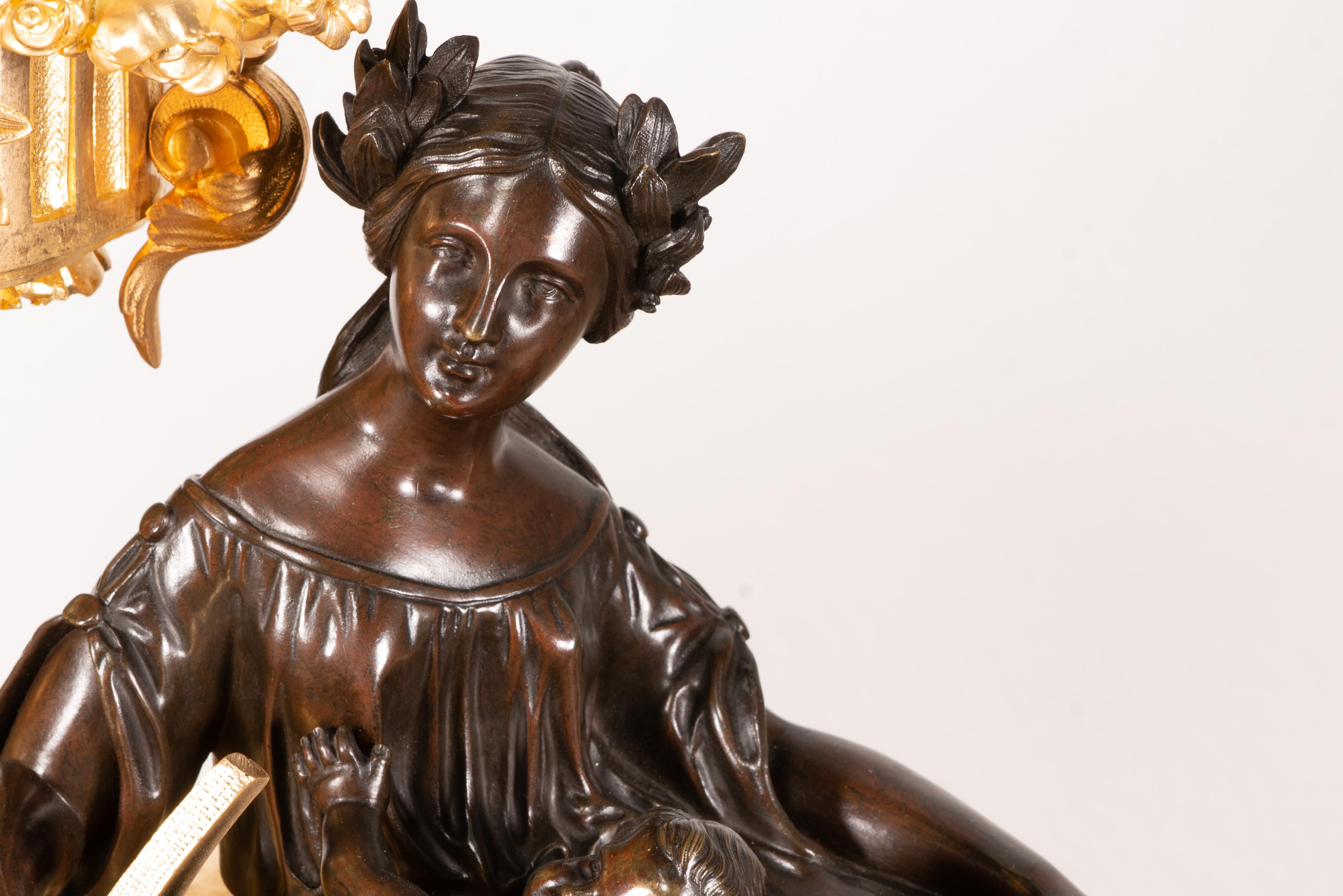 Horloge de table. Marbre, bronze. Japy Frères ; Boursier. Paris, France, vers 1849-1 en vente 1