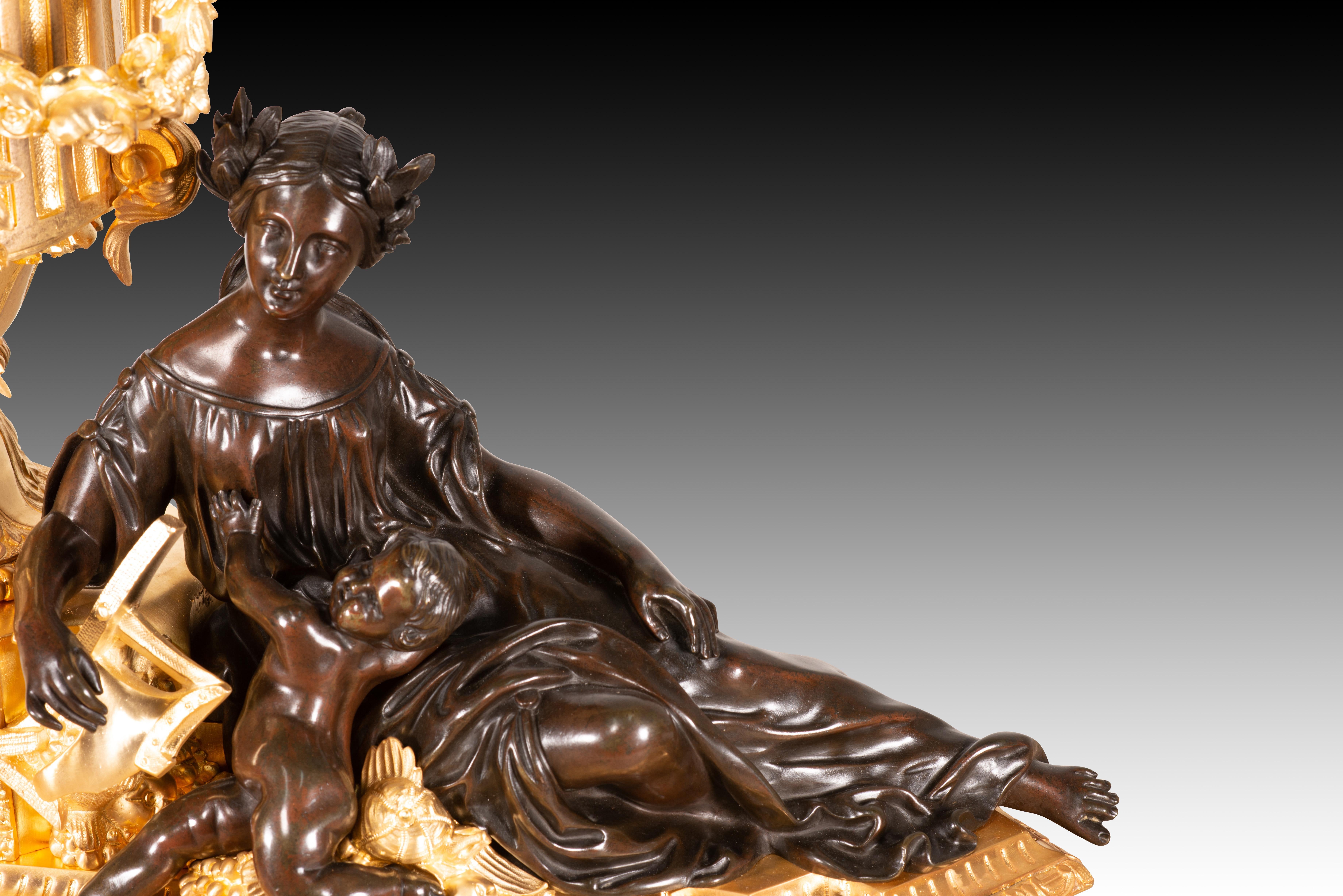 Horloge de table. Marbre, bronze. Japy Frères ; Boursier. Paris, France, vers 1849-1 en vente 2