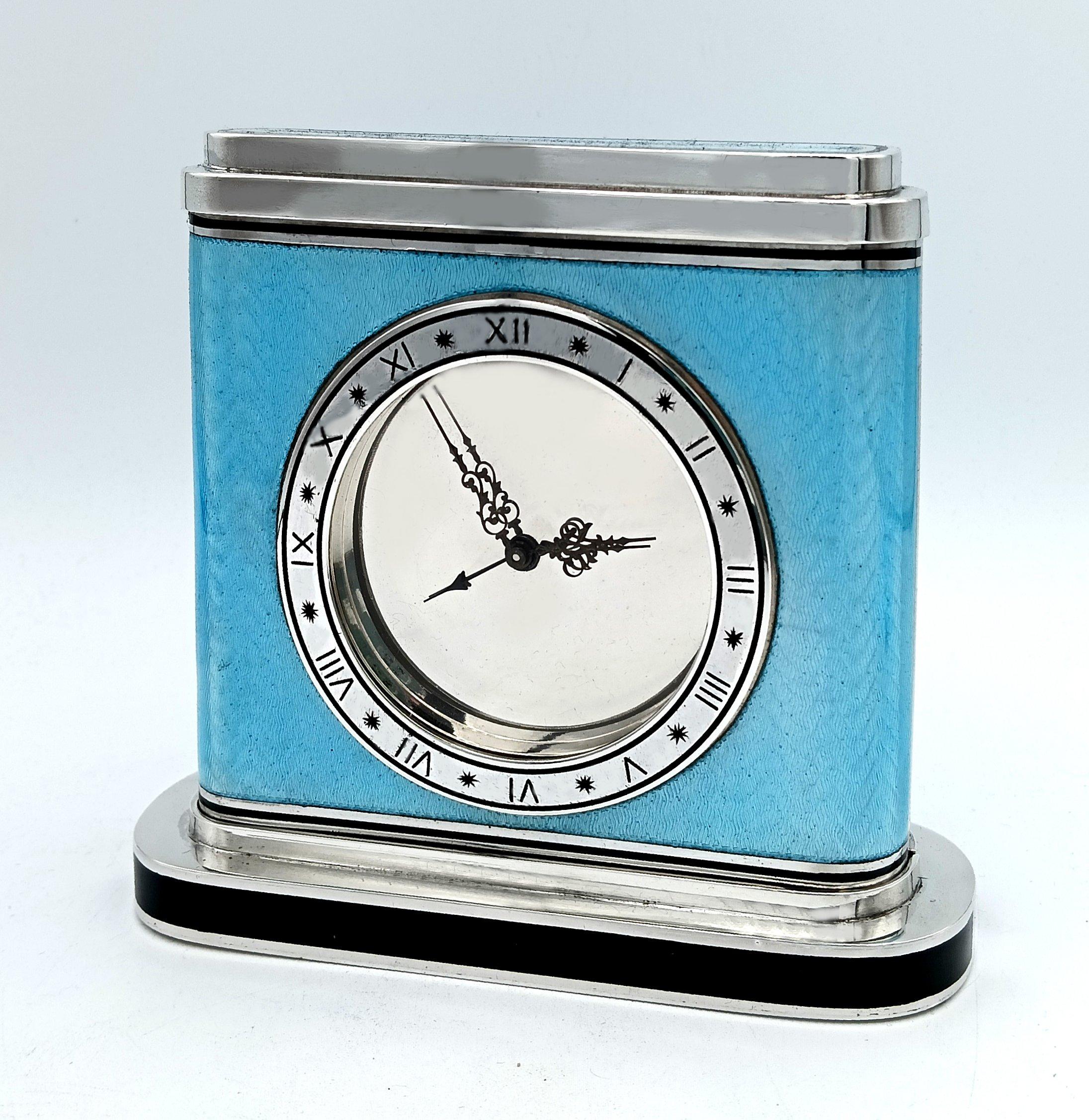 Art Nouveau Table clock Opening lost hinge Swiss clock 8-day Salimbeni For Sale