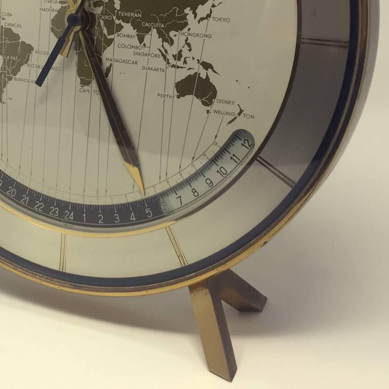 Mid-Century Modern Table Clock Original Germany in Brass and Metal, 1950s