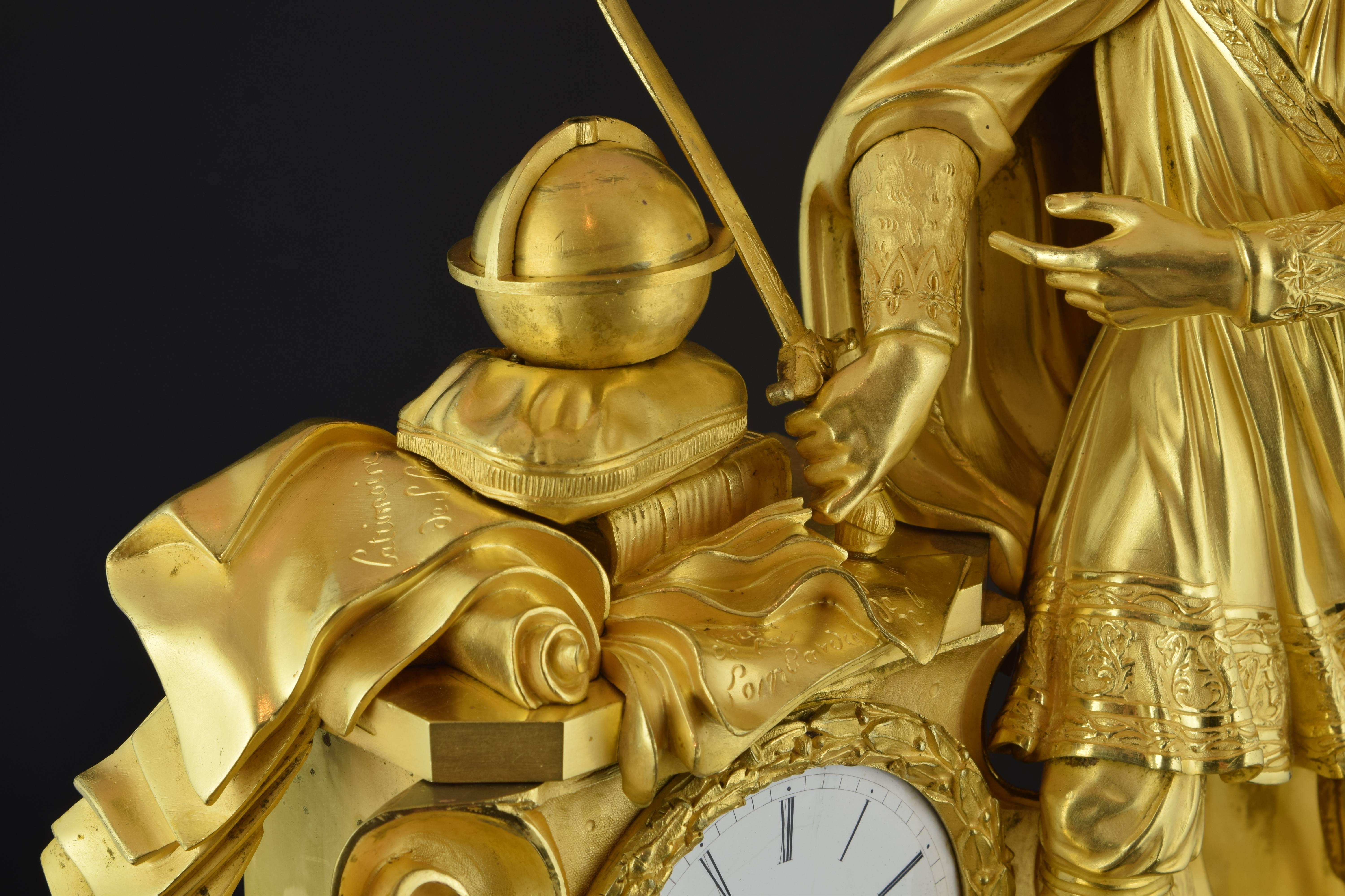 Doré Horloge de table, bronze doré, XIXe siècle en vente