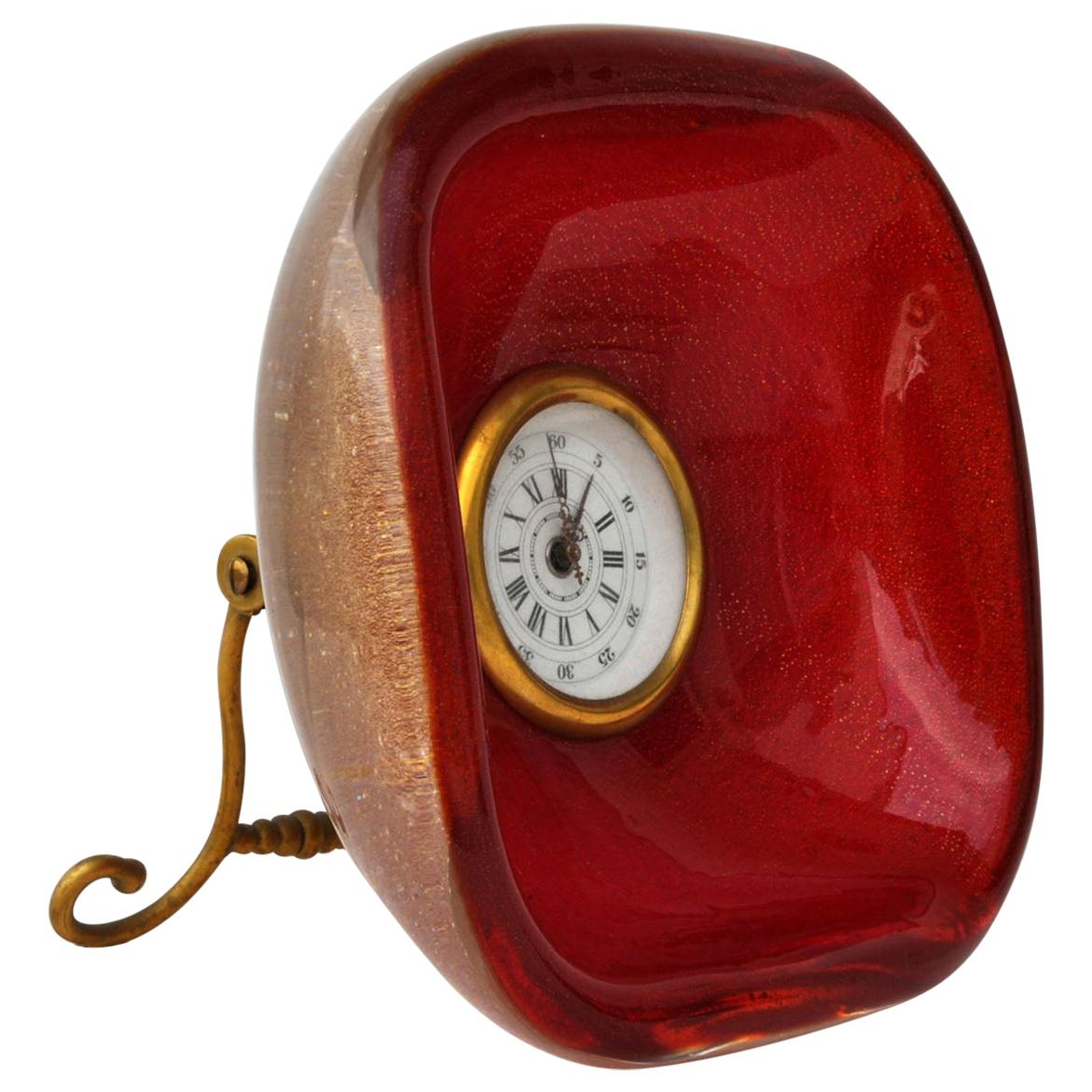 Table Clock Sommerso Glass by Seguso