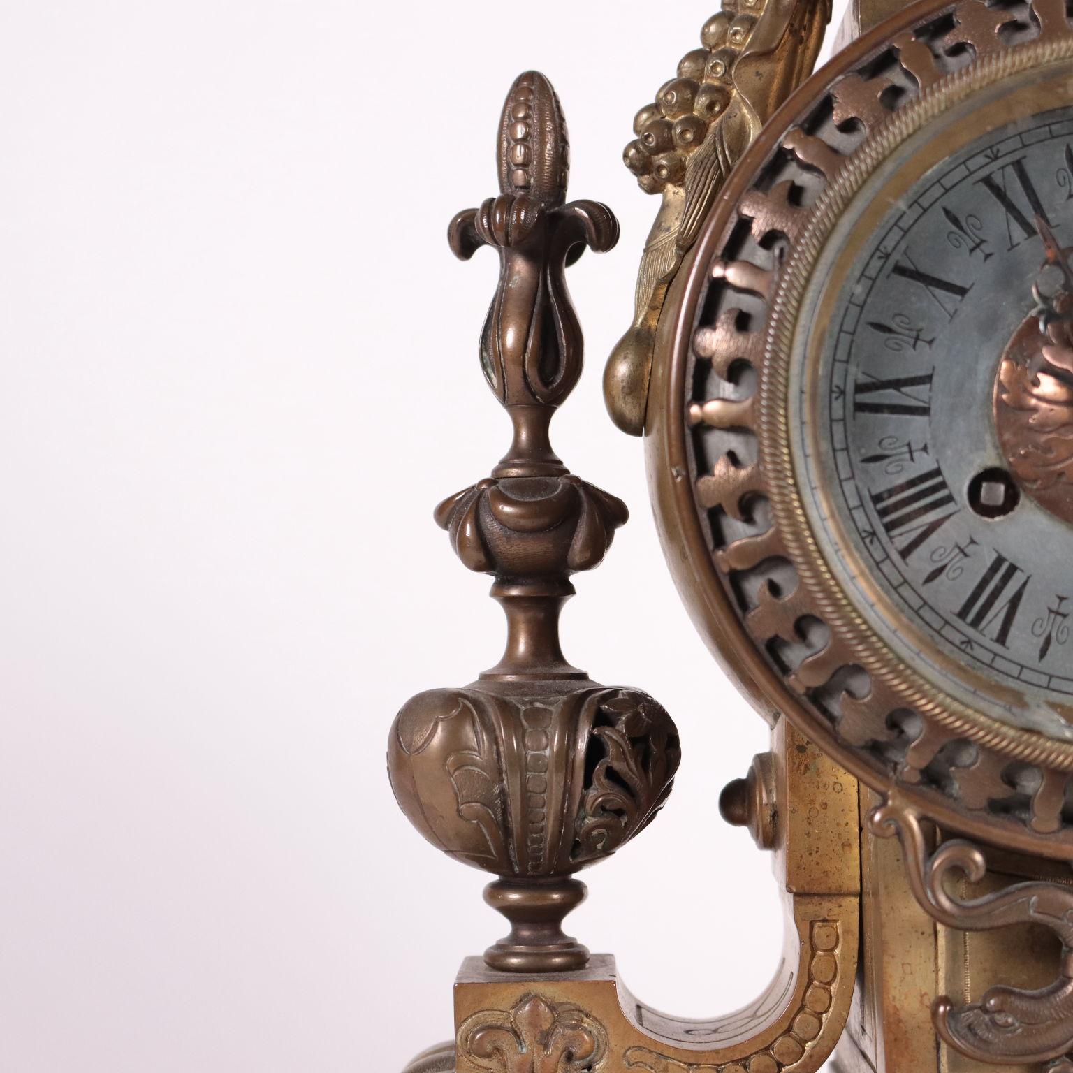 Other Table Clock with Candlesticks Bronze, France, 19th Century