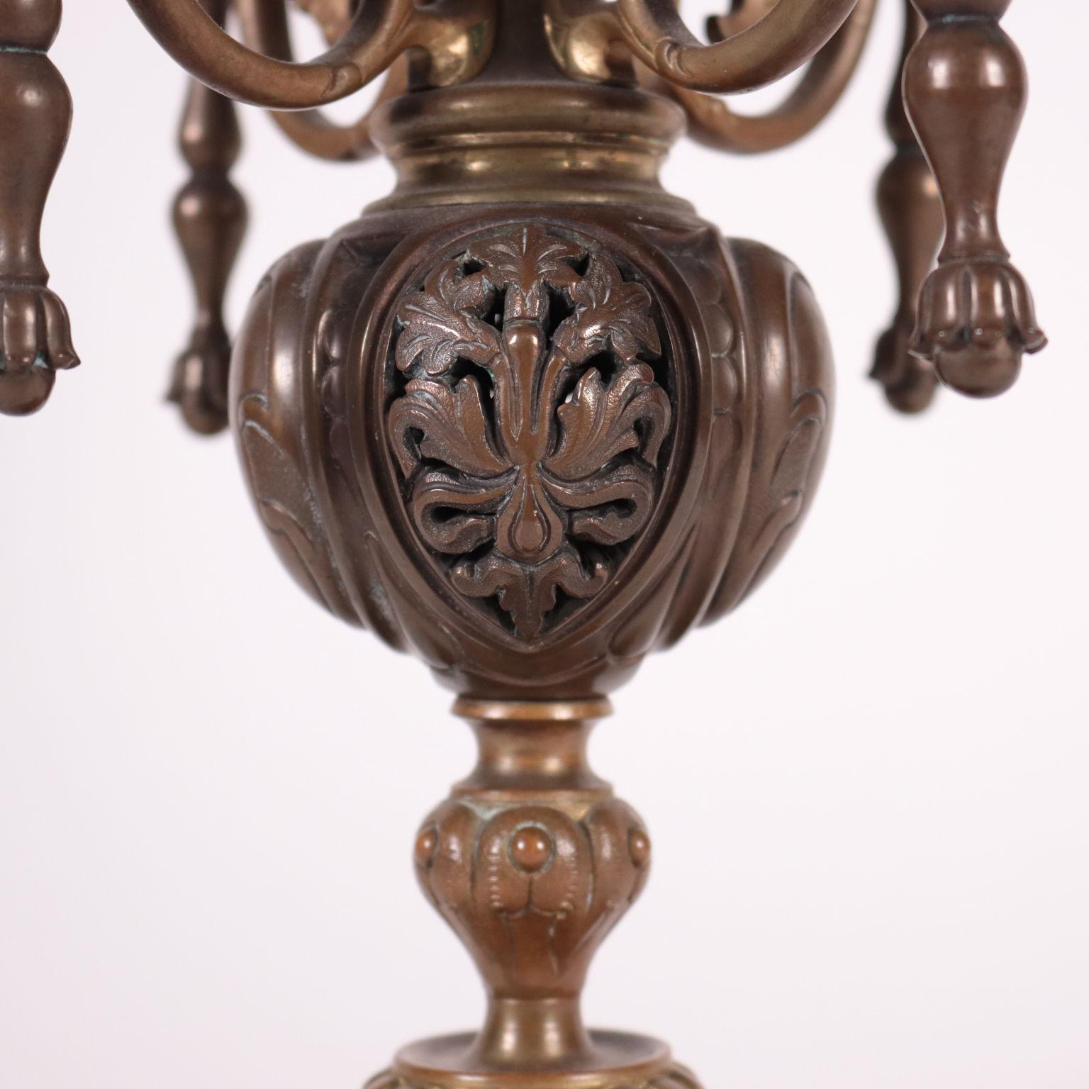 Table Clock with Candlesticks Bronze, France, 19th Century 3